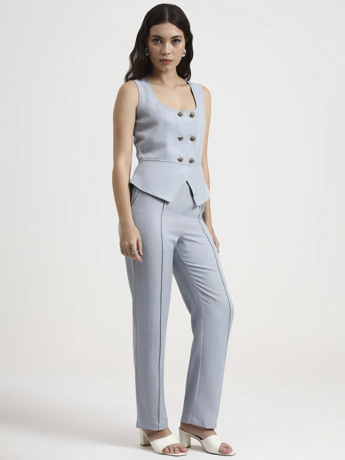 Double-Breasted Co-ord Set - Cloud Blue