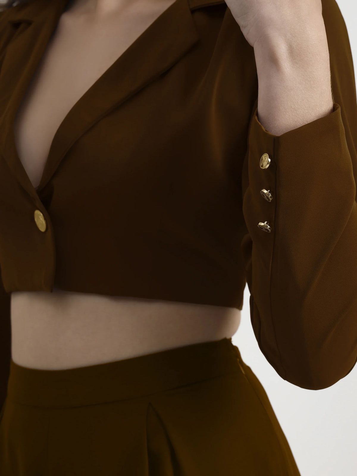 Detailed Crop Co-ord - Brown