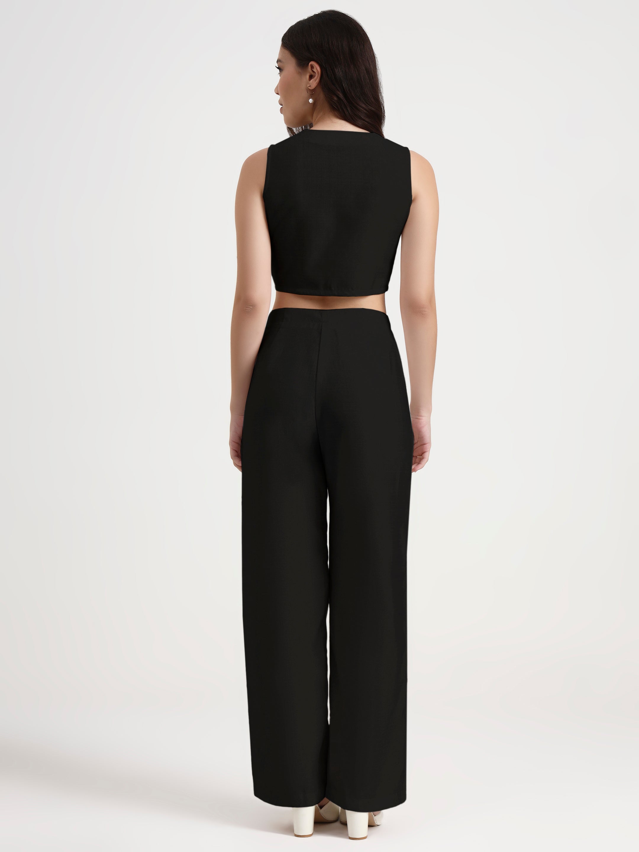 Pleated Trouser Waistcoat Co-ord - Black 2.0