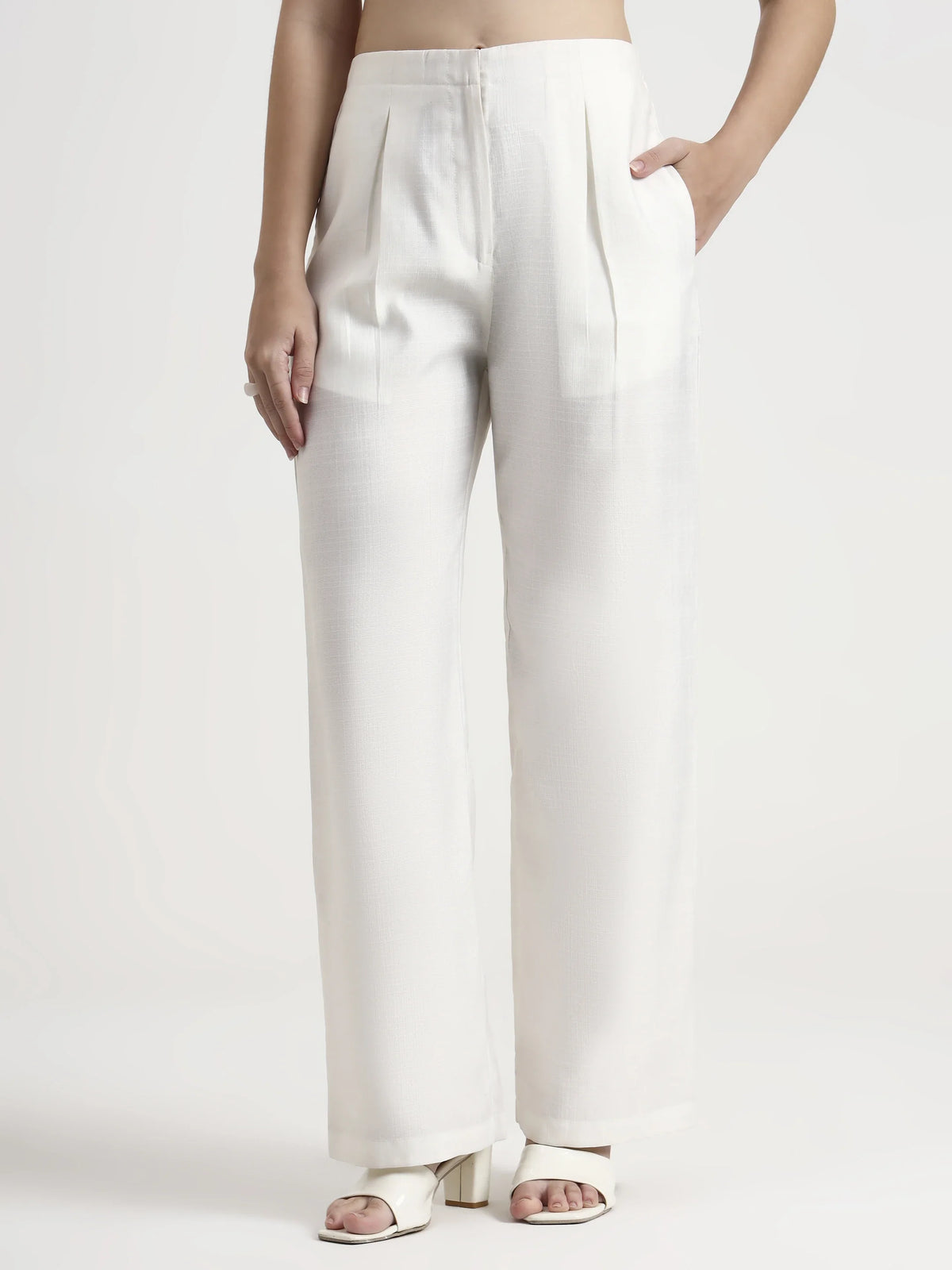Pleated Trouser Waistcoat Co-ord - White