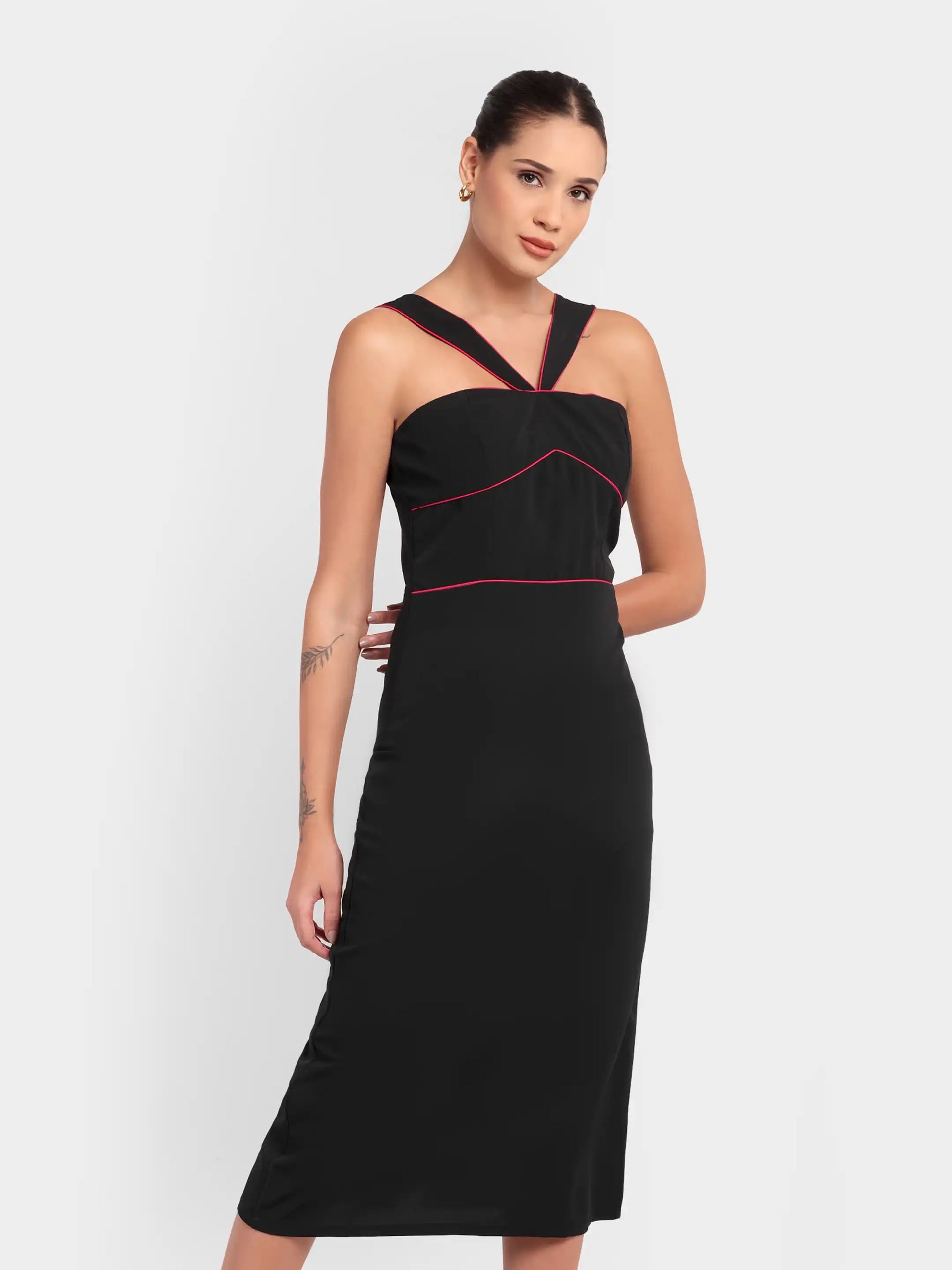 black criss cross dress Tacha Criss Cross Halter Mini Dress VICI