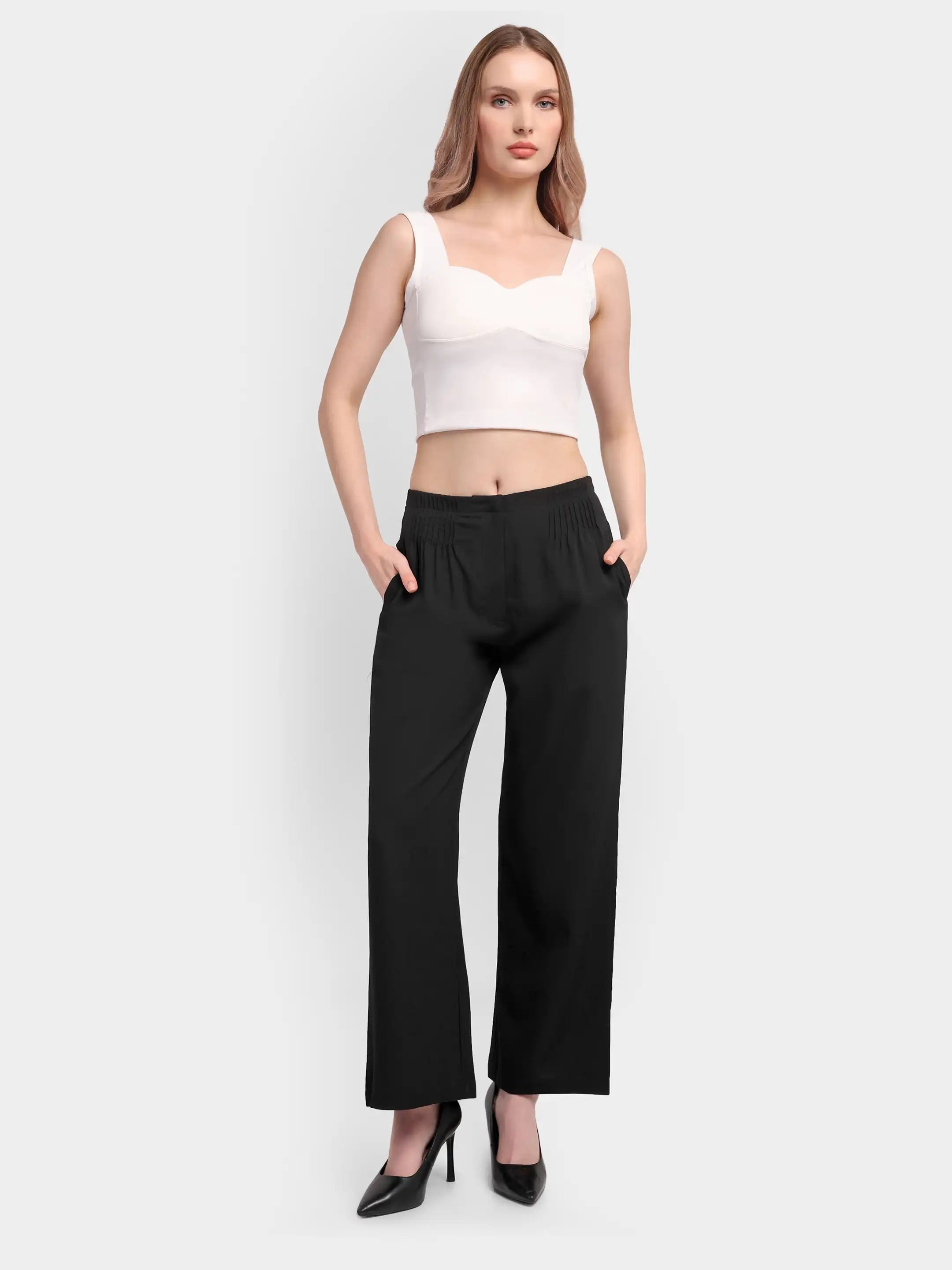Bubble-Weave Tailored Pants - Black