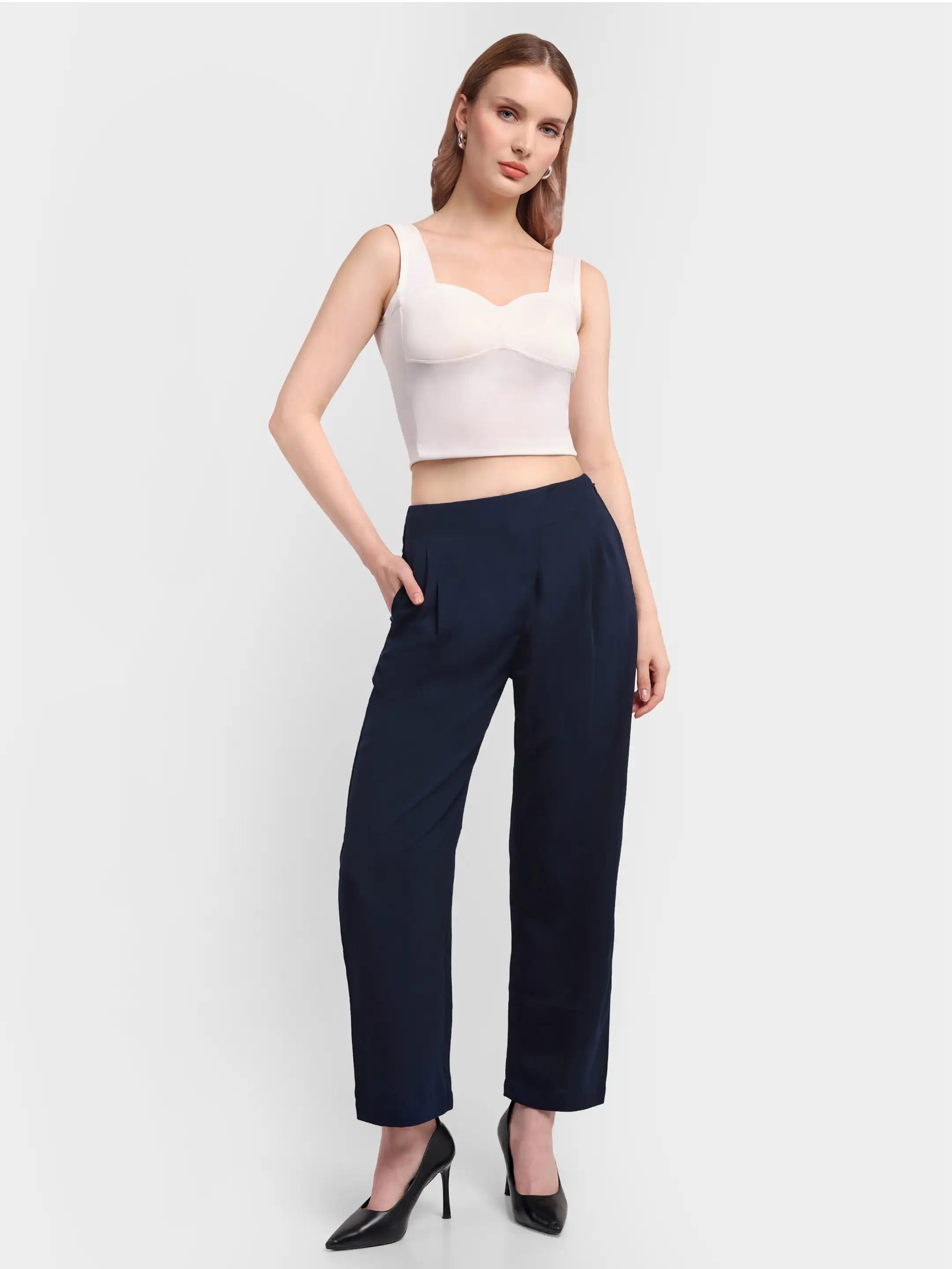 Honeycomb Textured Trousers - Blue