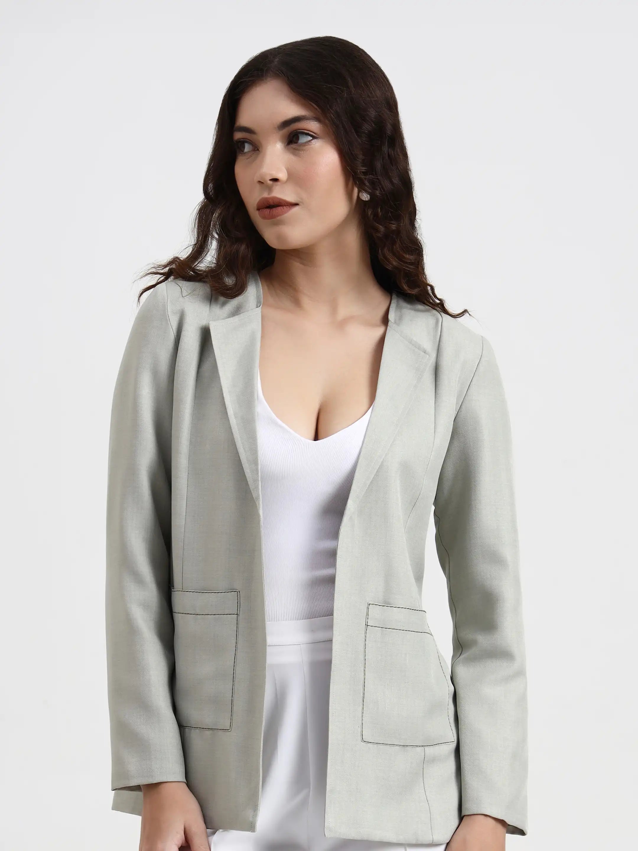 Embroidered Structured Blazer - Mist