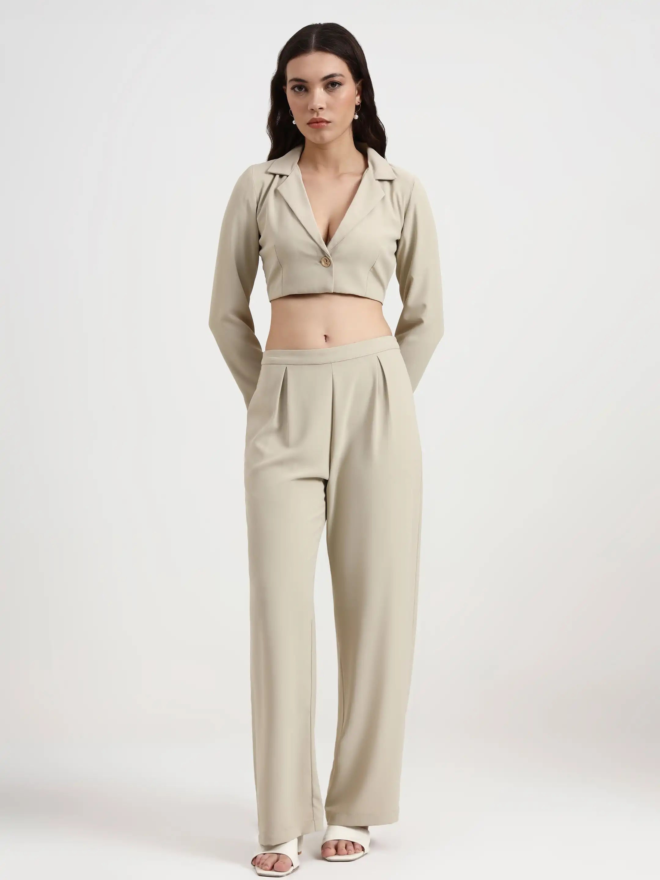 Detailed Crop Co-ord - Beige 2.0