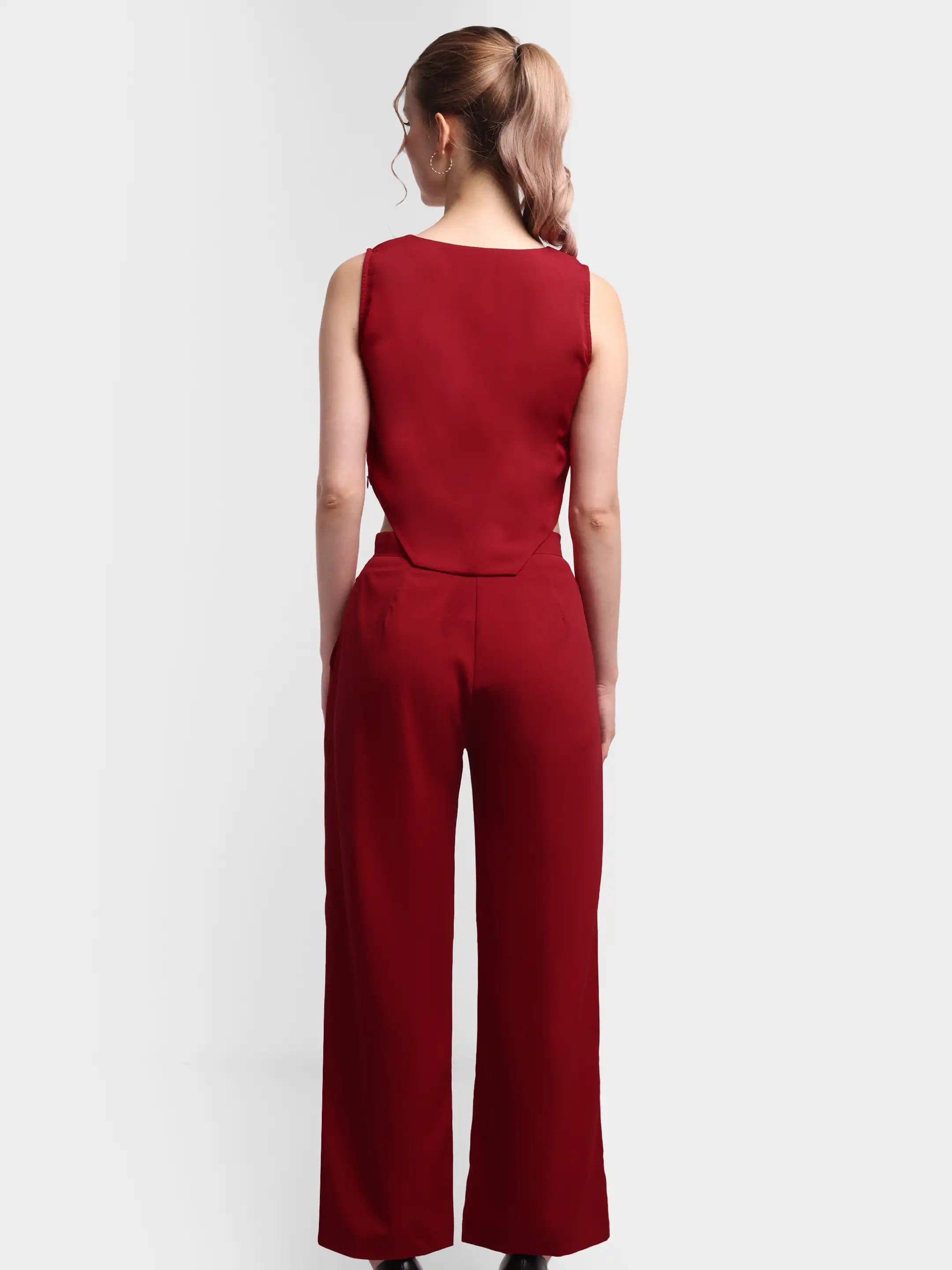 Pleated Corset-Hem Set - Red