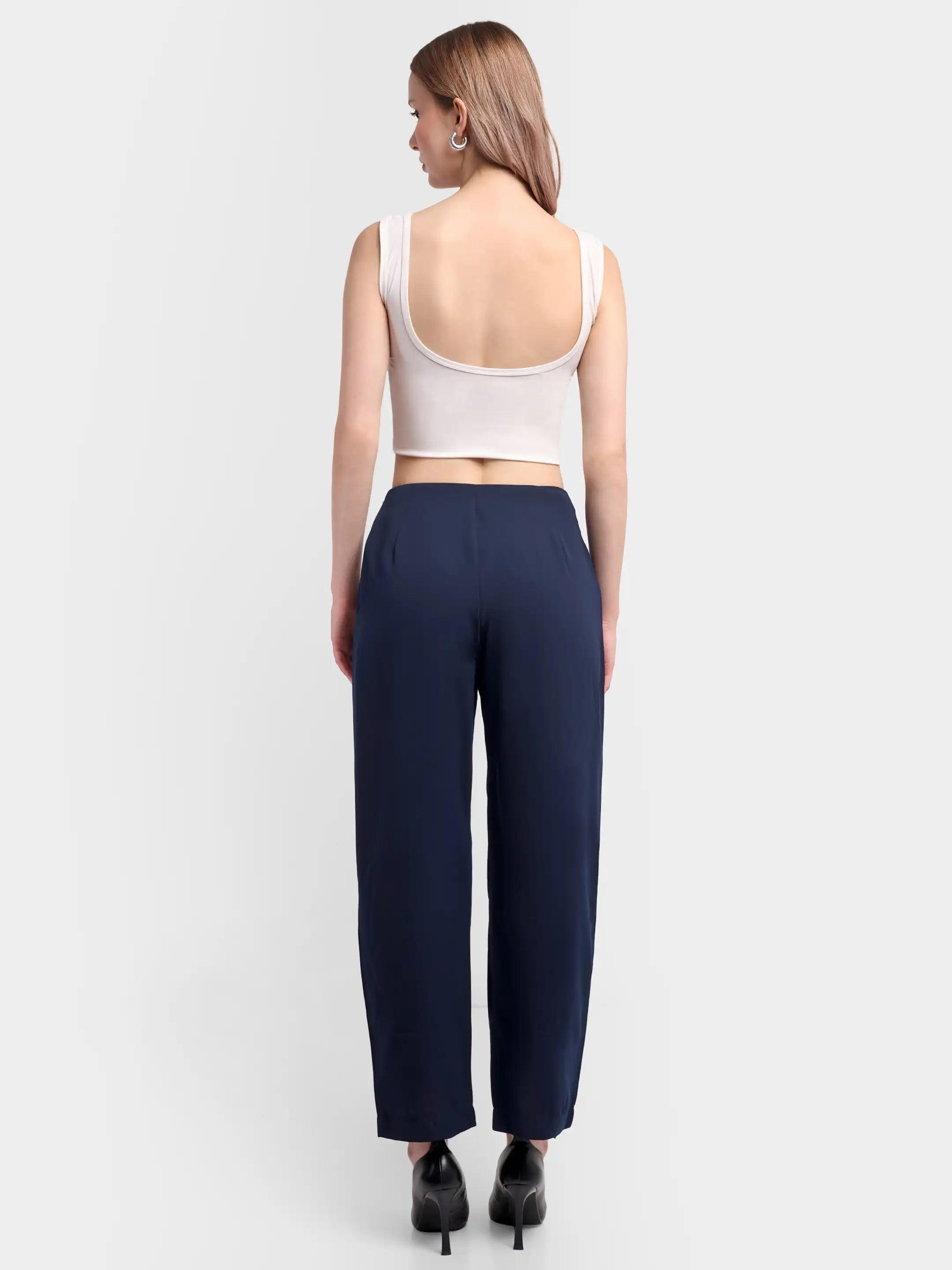 Honeycomb Textured Trousers - Blue