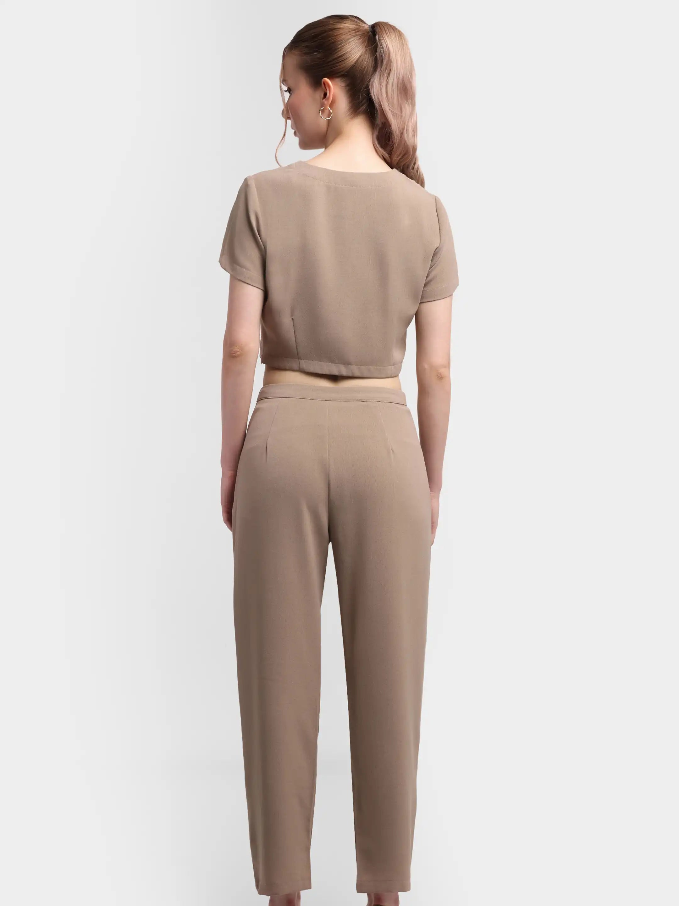 Detailed Bow Co-ord - Beige