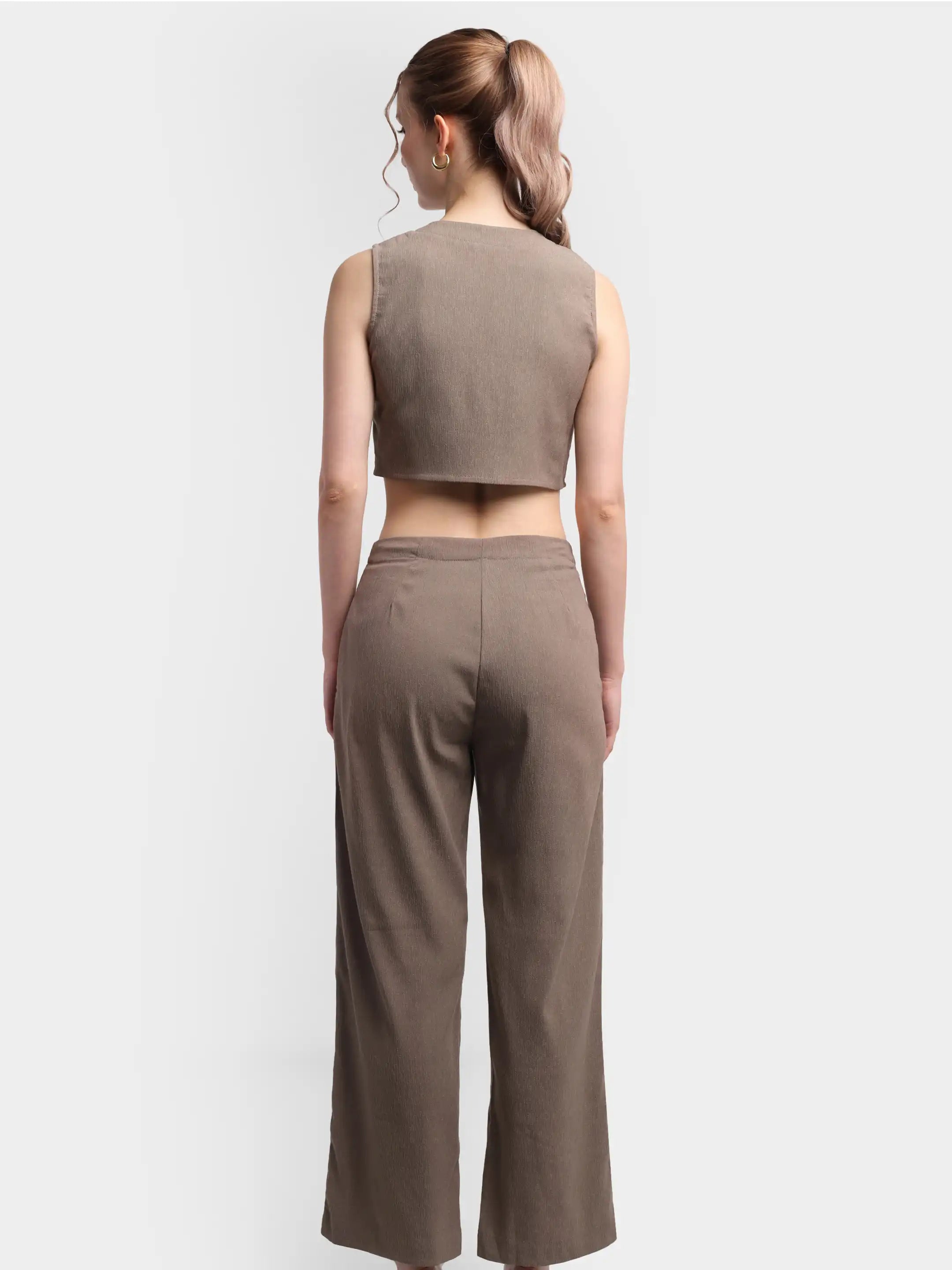 Pleated Trouser Waistcoat Co-ord - Mocha Brown 2.0