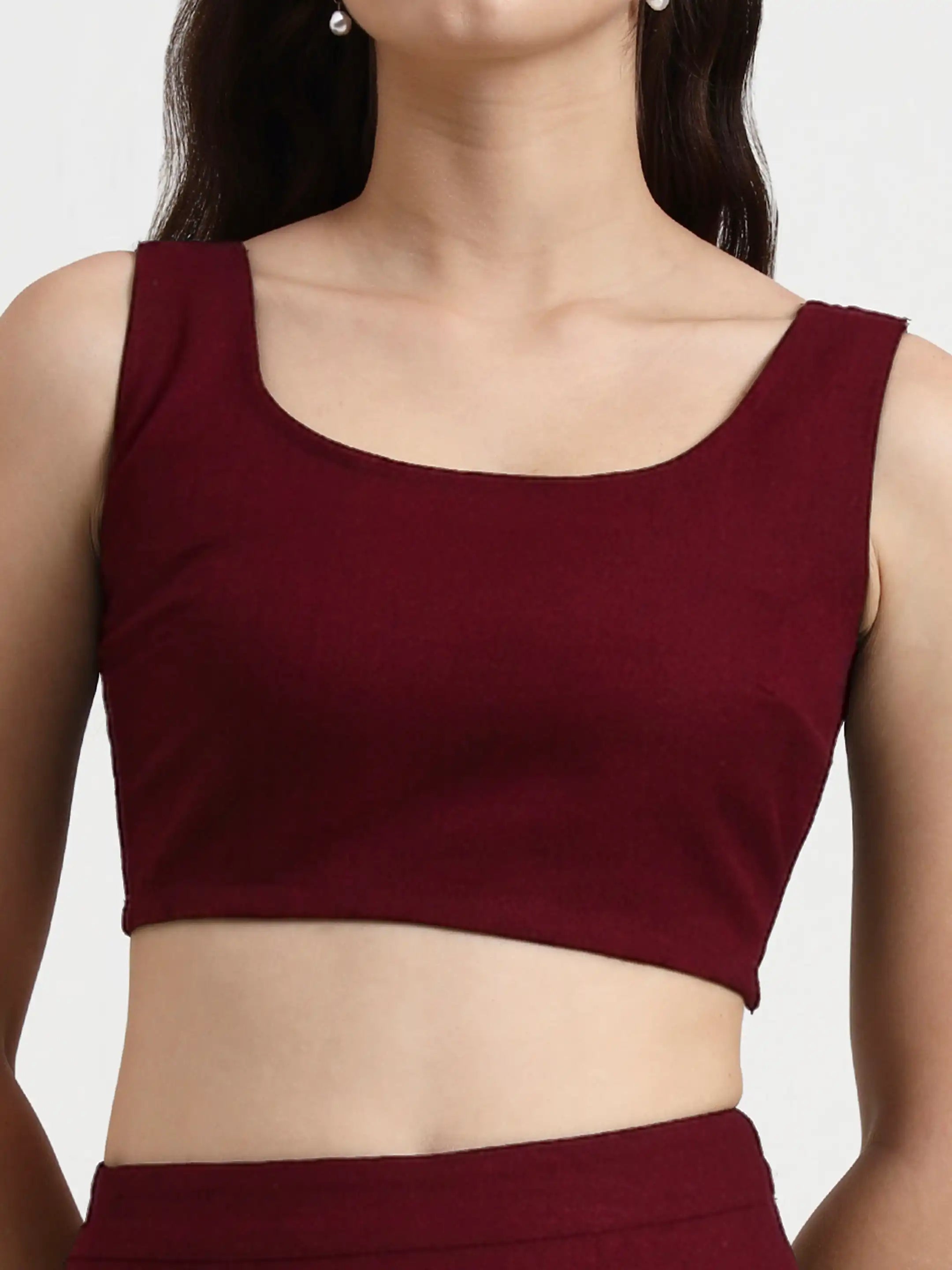 Trim-Detail Blazer Set - Maroon