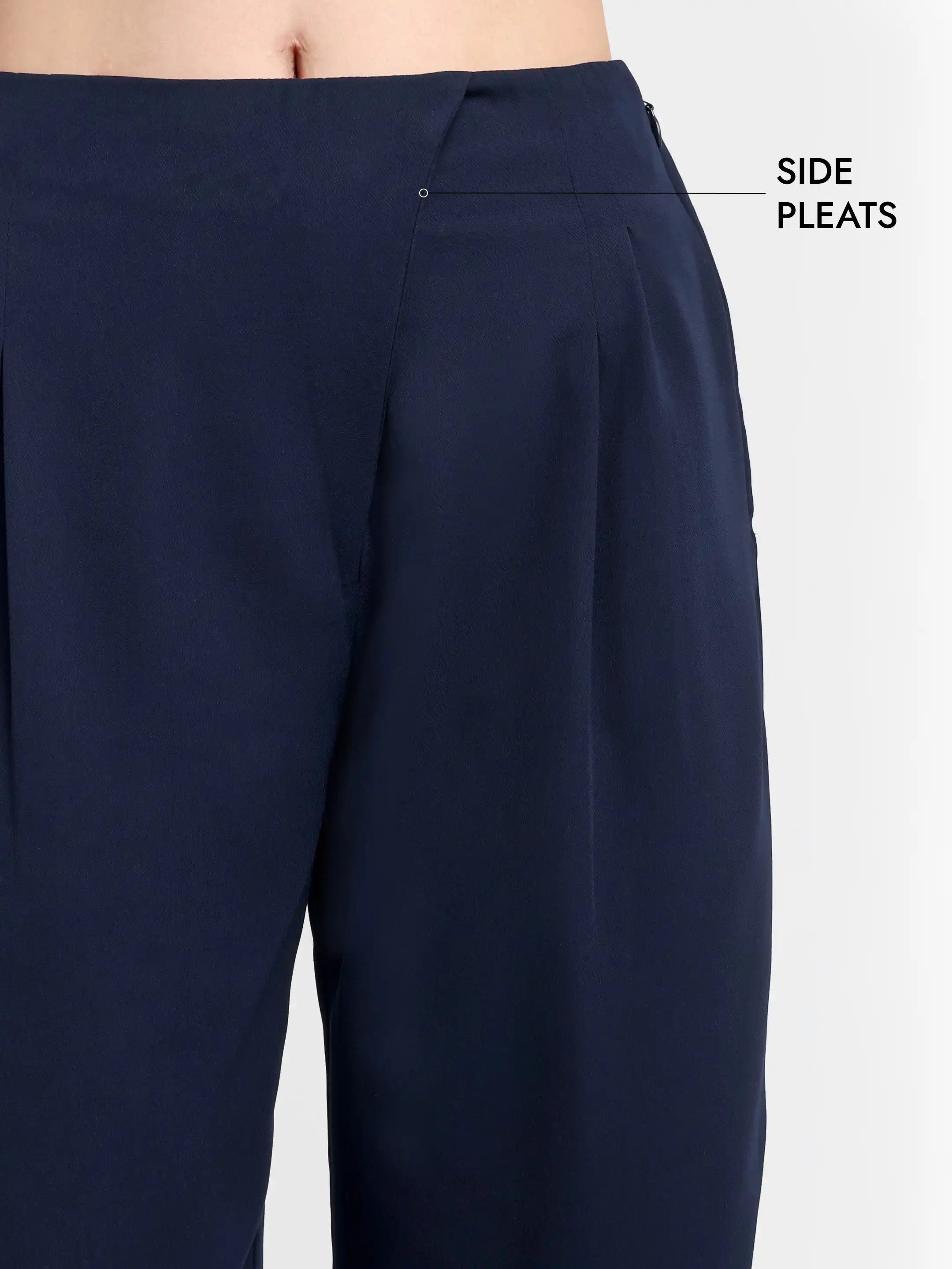 Honeycomb Textured Trousers - Blue