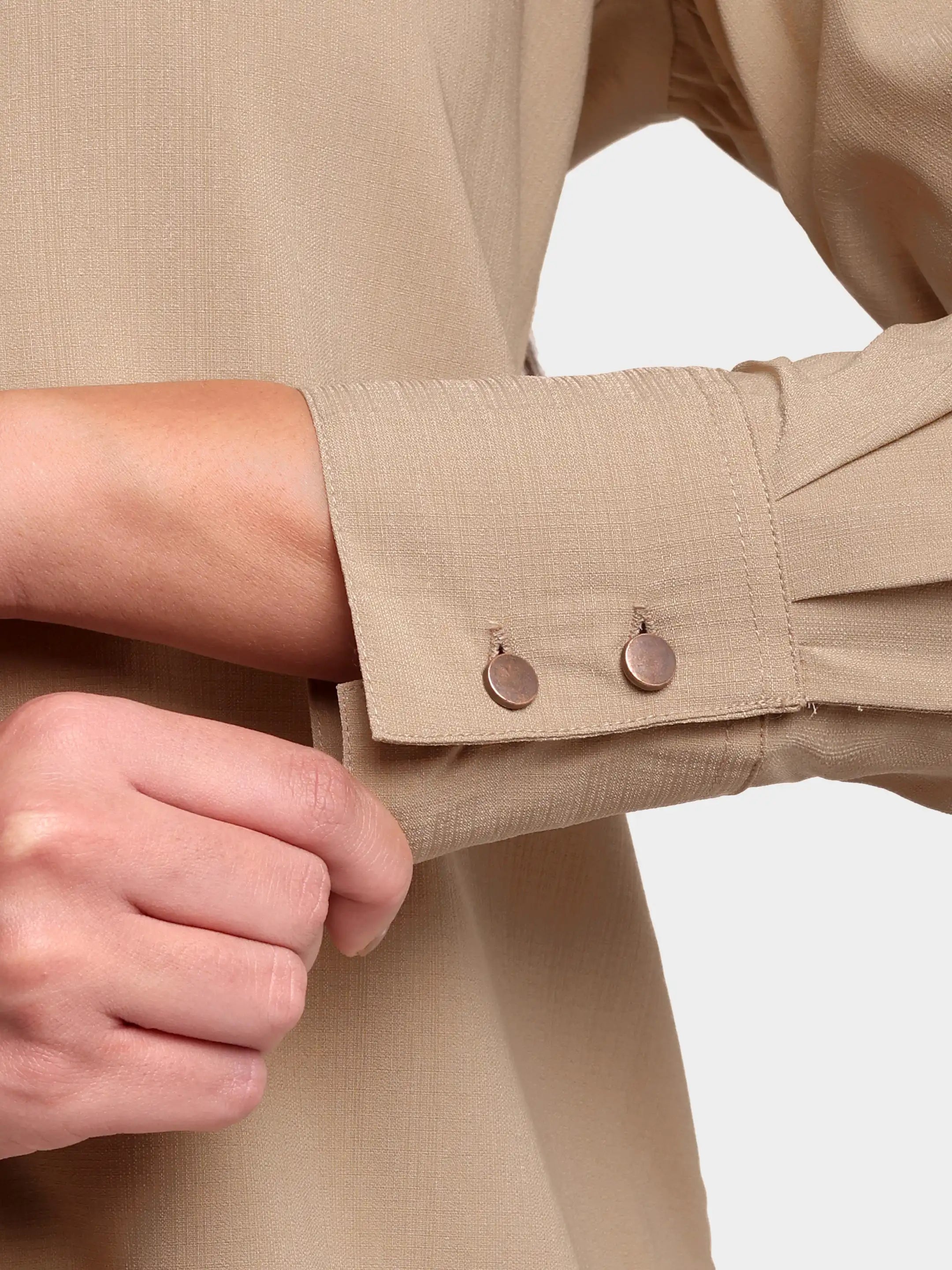Criss-Cross Suiting Shirt - Beige