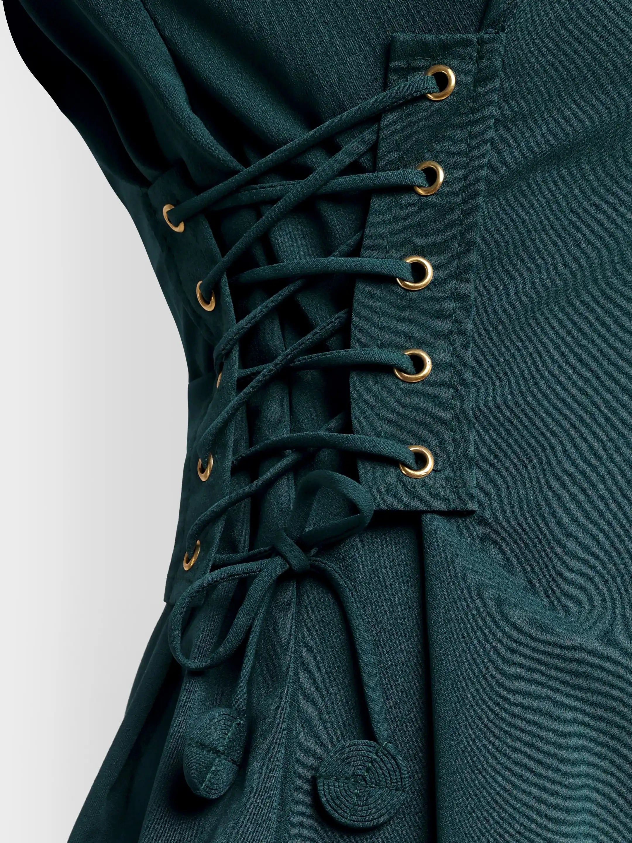 Lace-Up Cinch Shirt - Teal