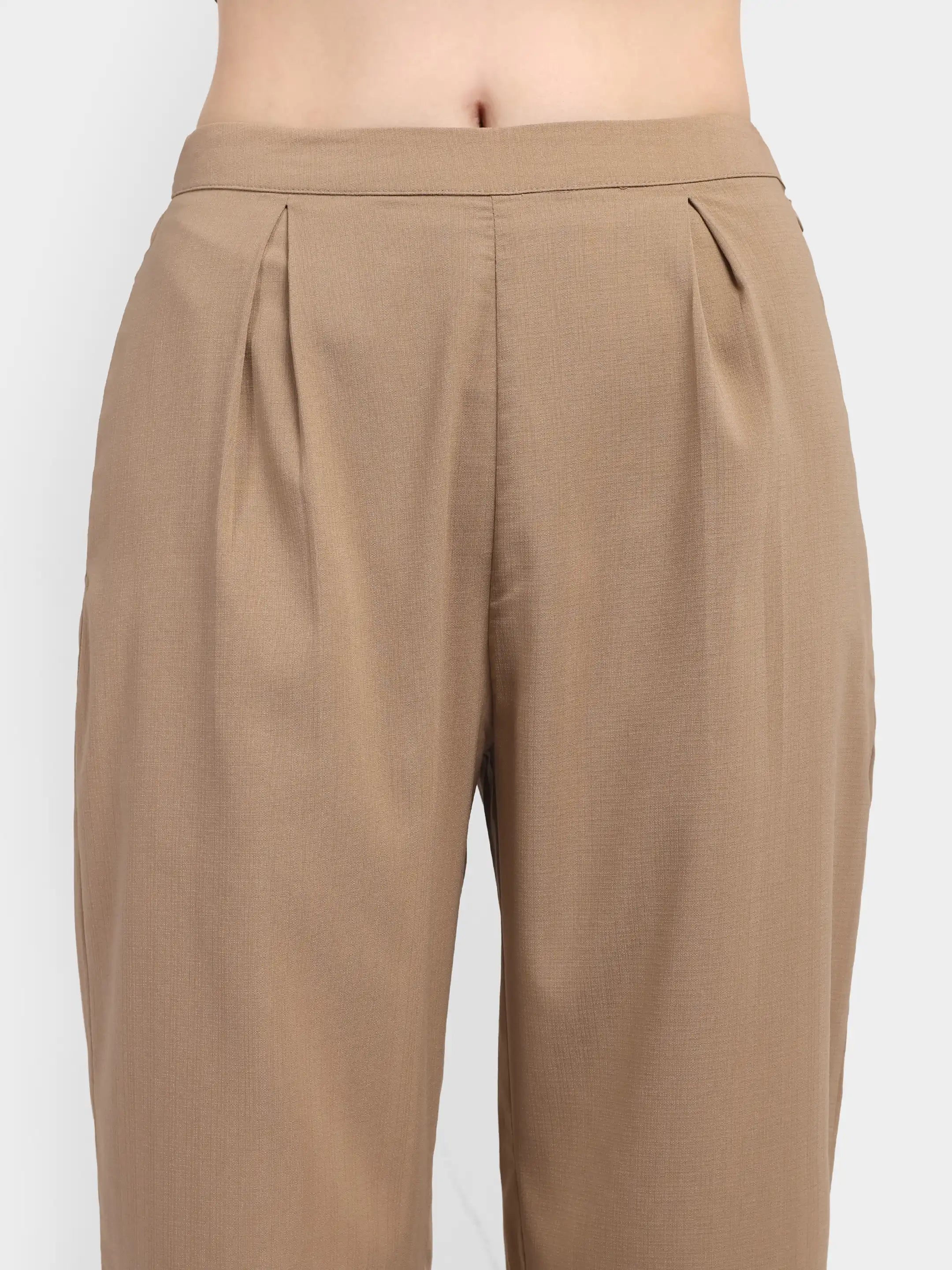 Pleated Suit Trousers - Beige