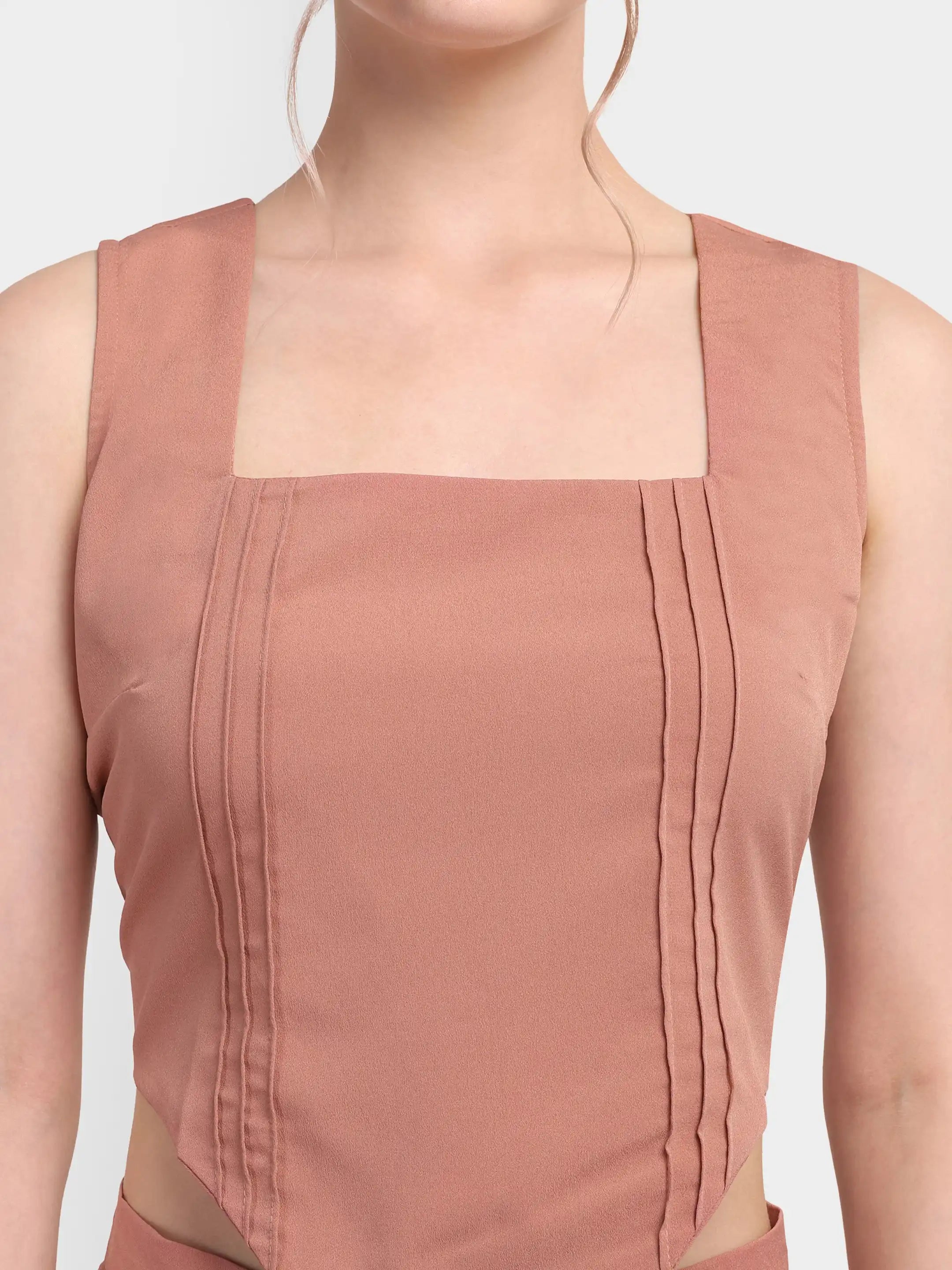 Pleated Corset-Hem Set - Peach