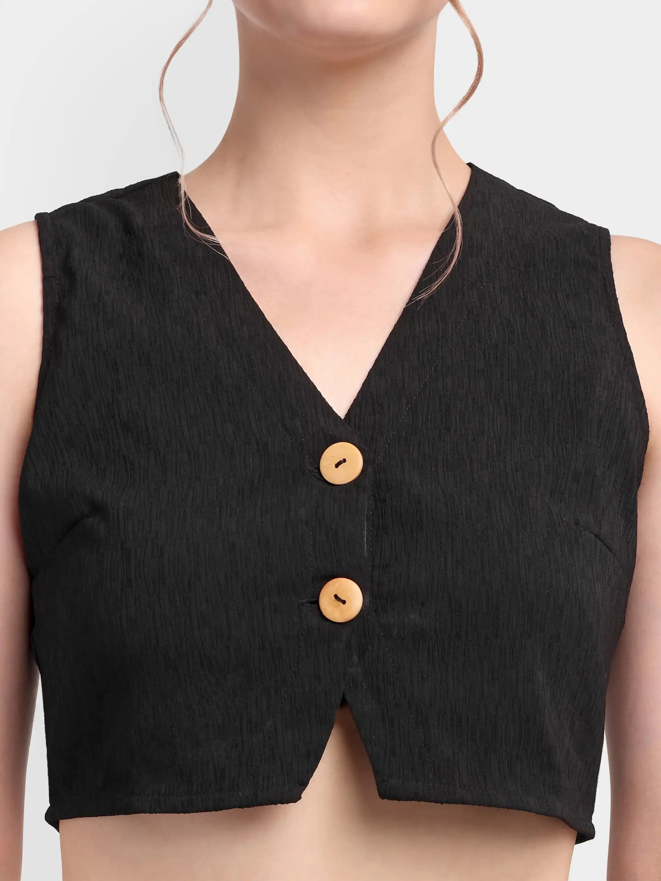 Pleated Trouser Waistcoat Co-ord - Black