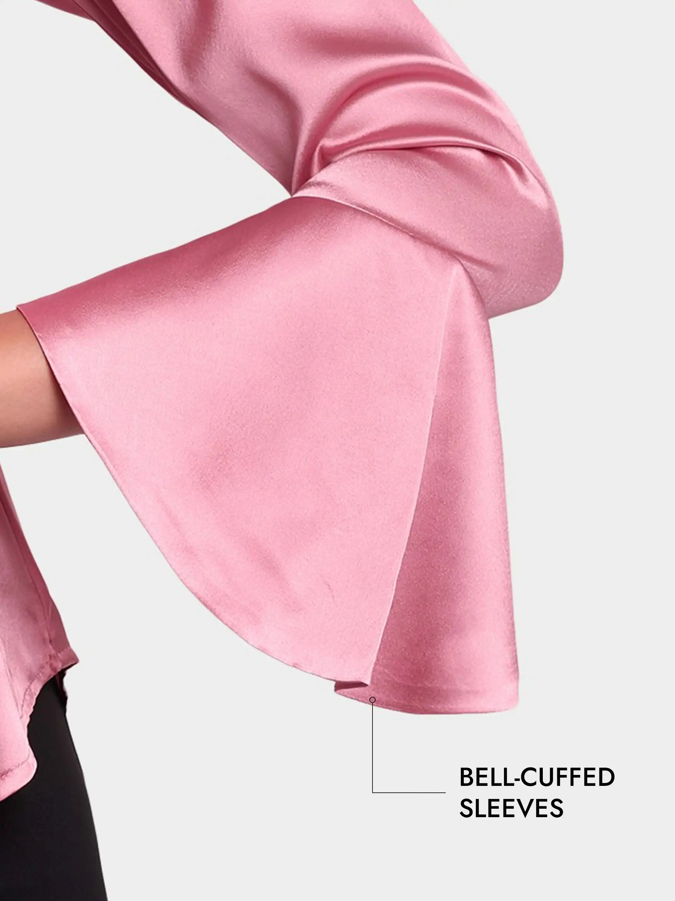 Darted Bell-Sleeve Shirt - Pink