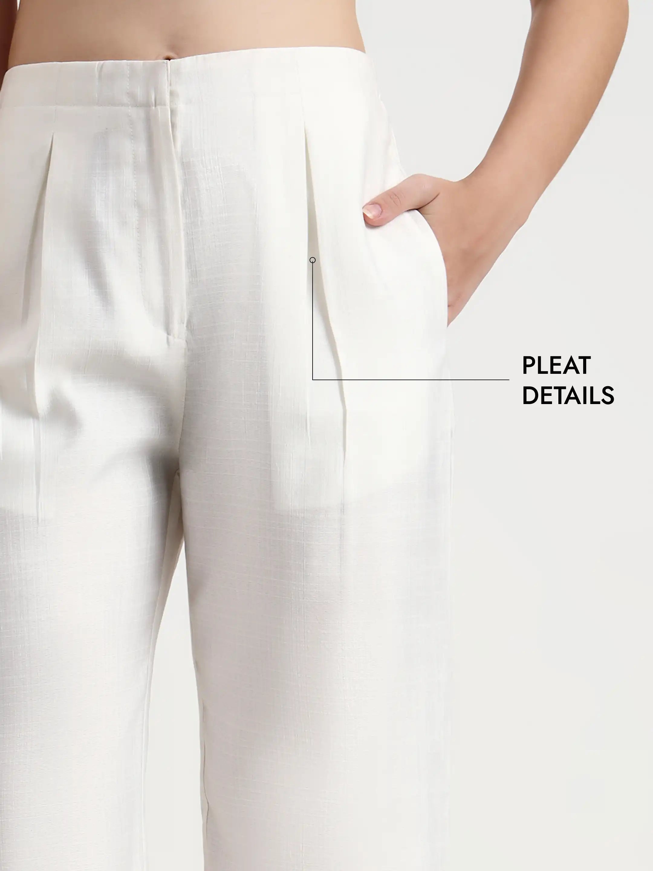 Pleated Trouser Waistcoat Co-ord - White 2.0