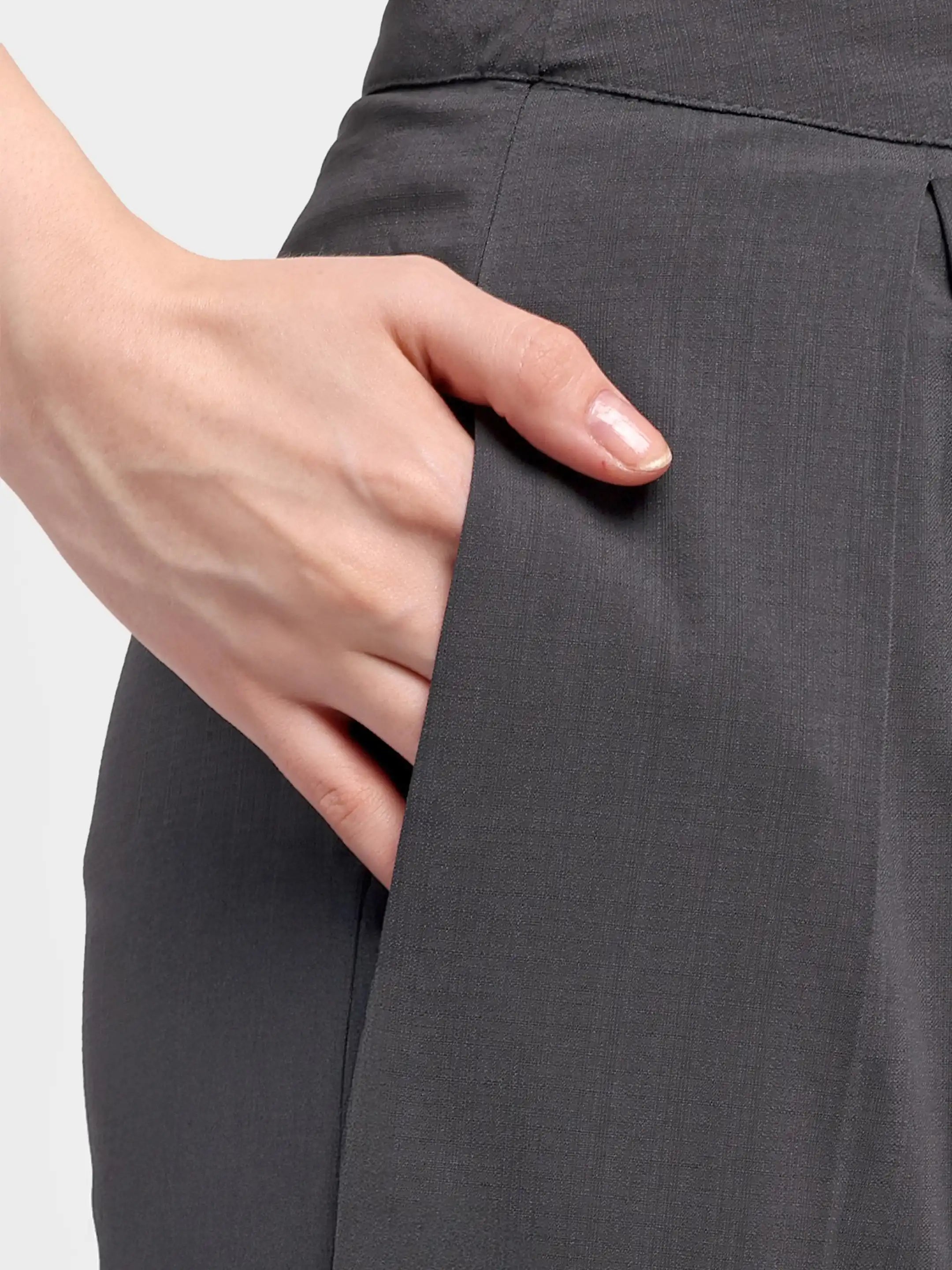 Pleated Suit Trousers - Dark Grey