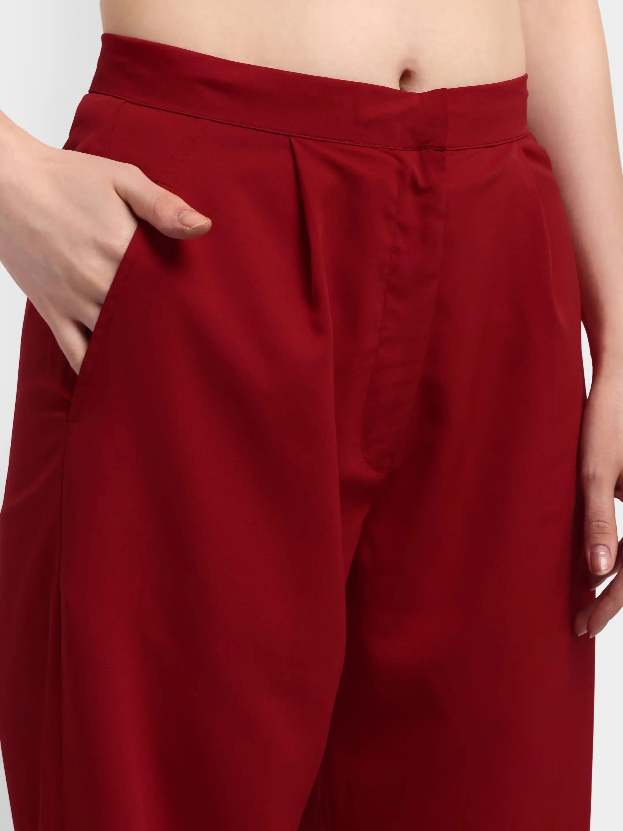 Pleated Corset-Hem Set - Red