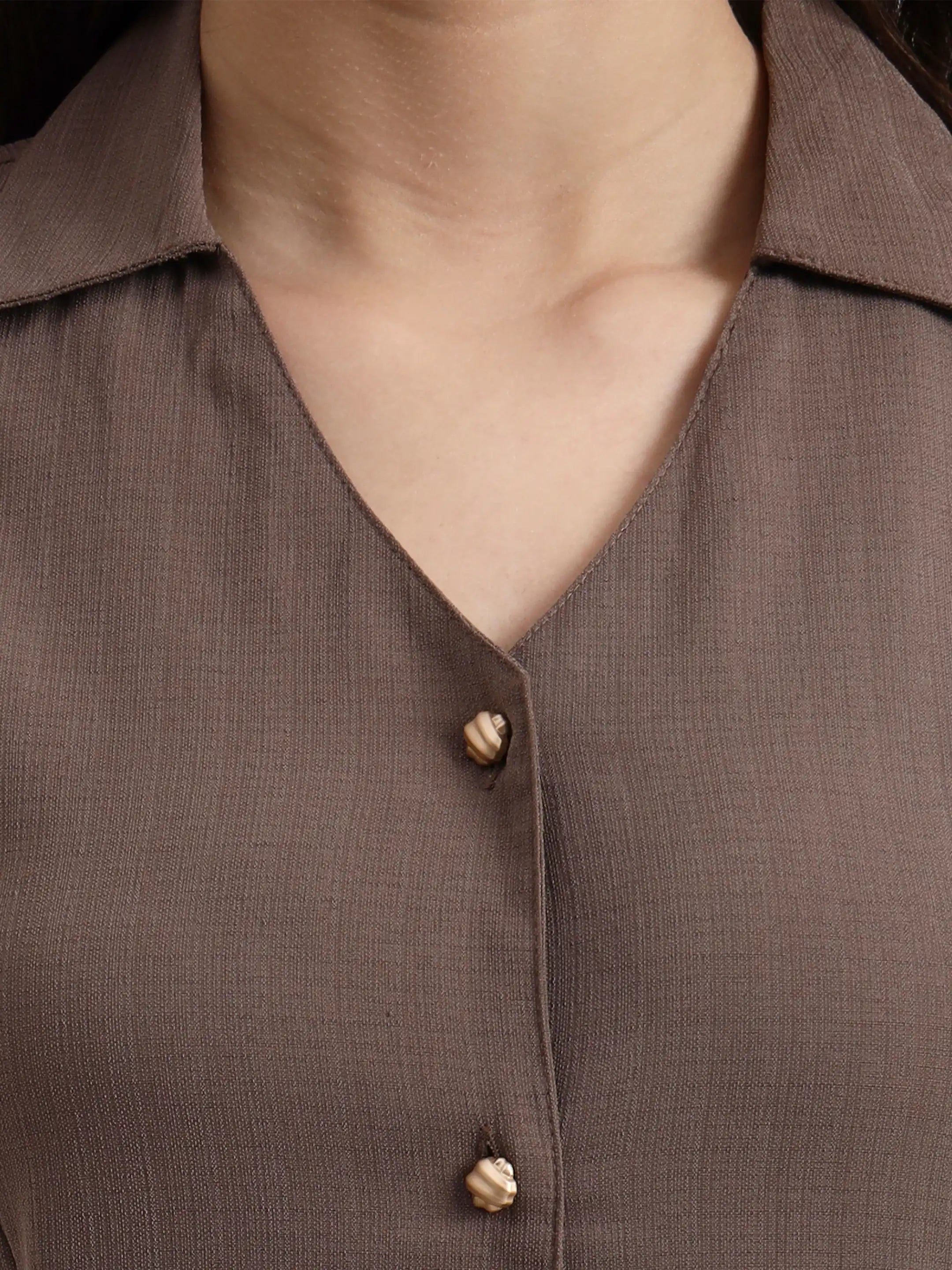 Structured Collared Dress - Sepia Brown