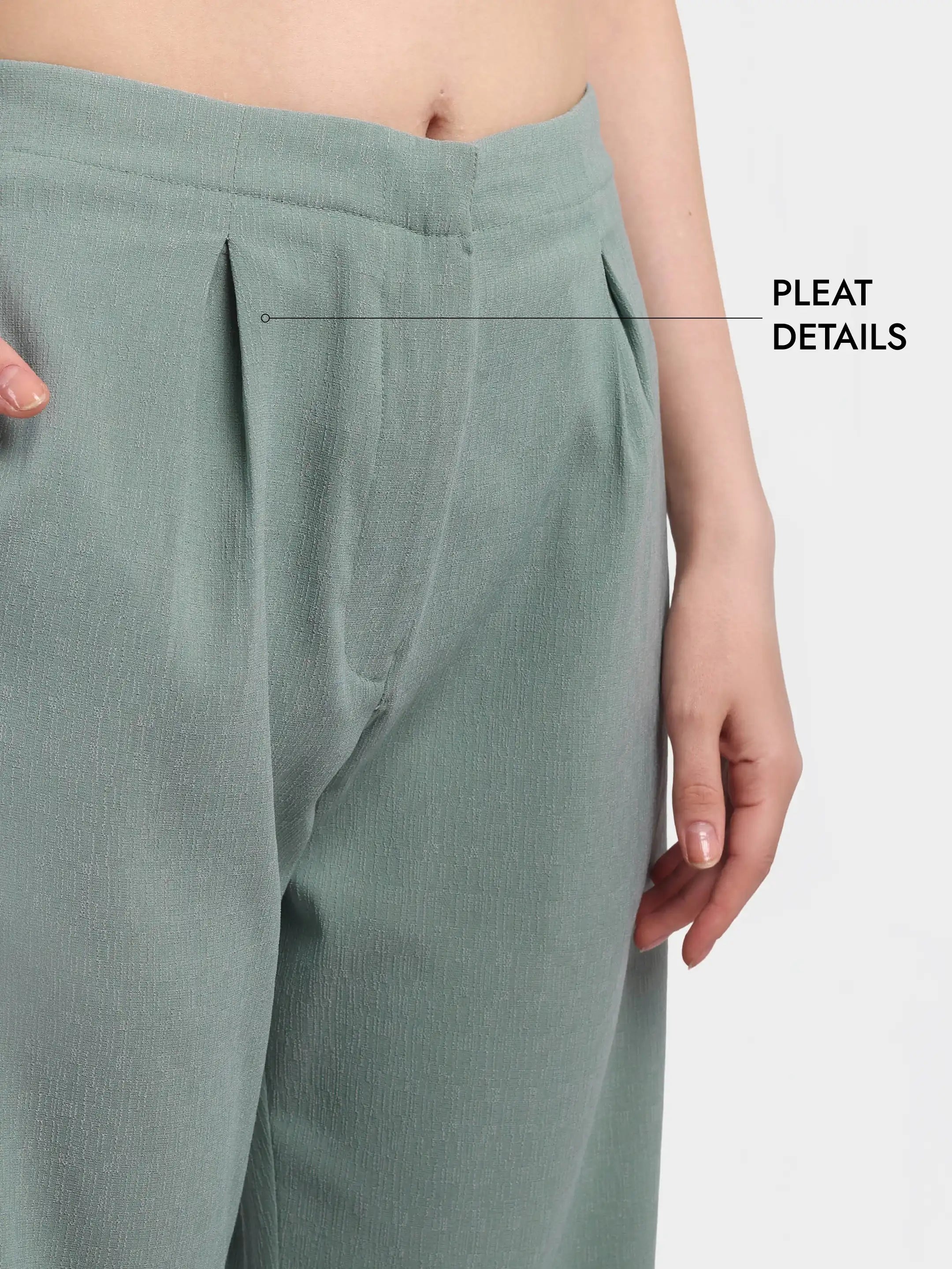Pleated Trouser Waistcoat Co-ord - Sage Green