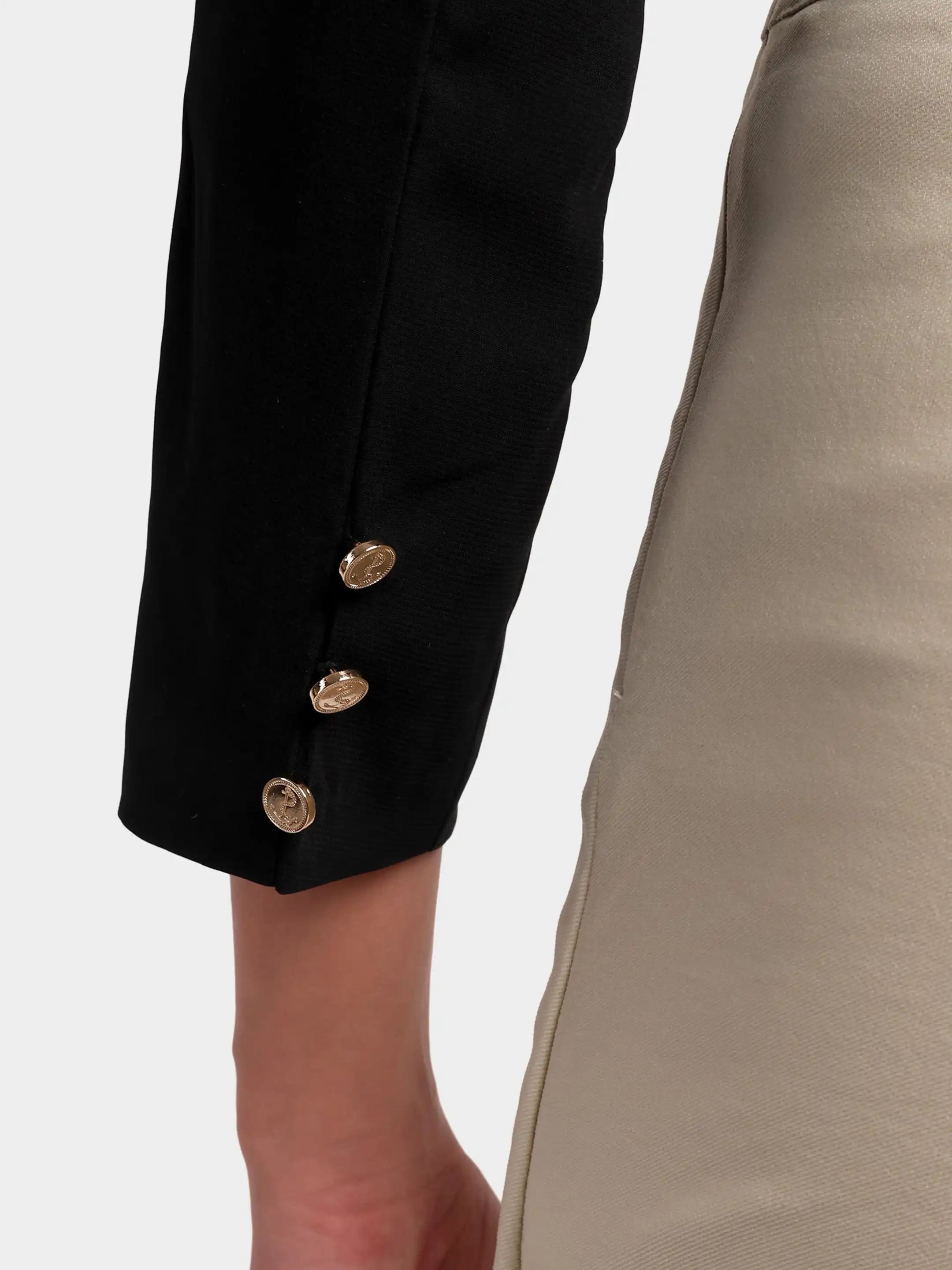 Detailed Crop Blazer - Black