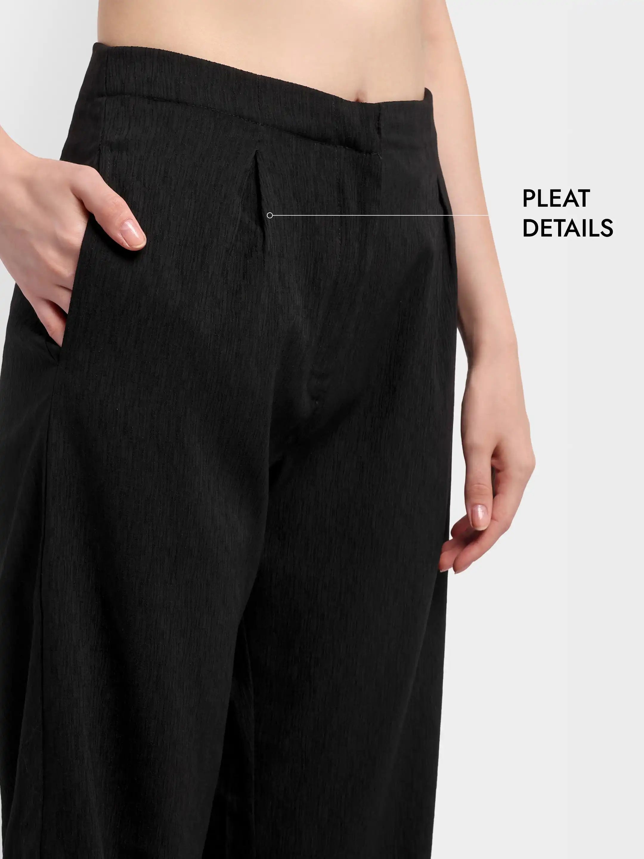 Pleated Trouser Waistcoat Co-ord - Black