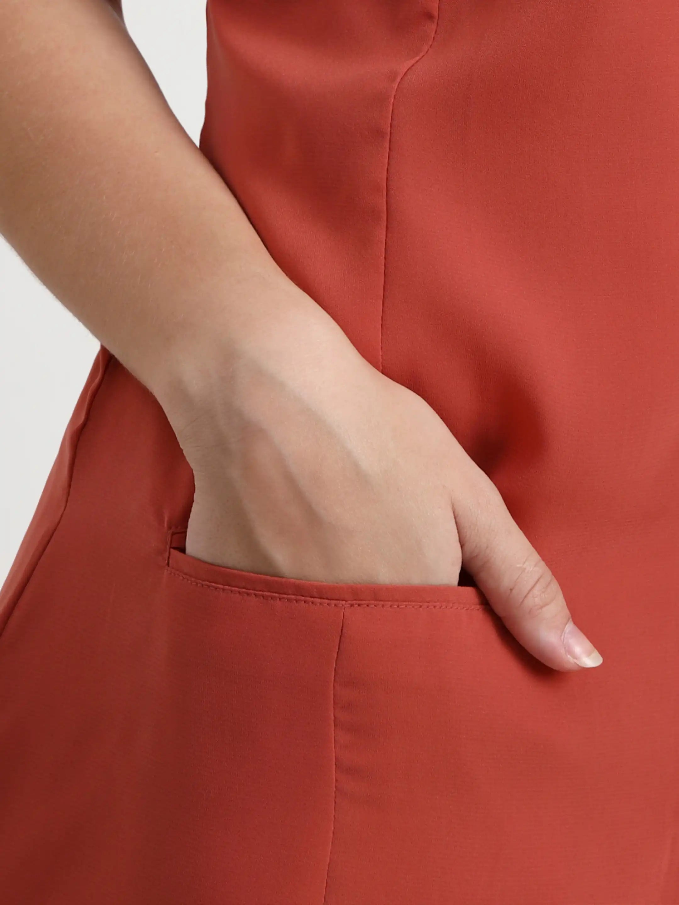 Asymmetric Button Mini Dress - Peach