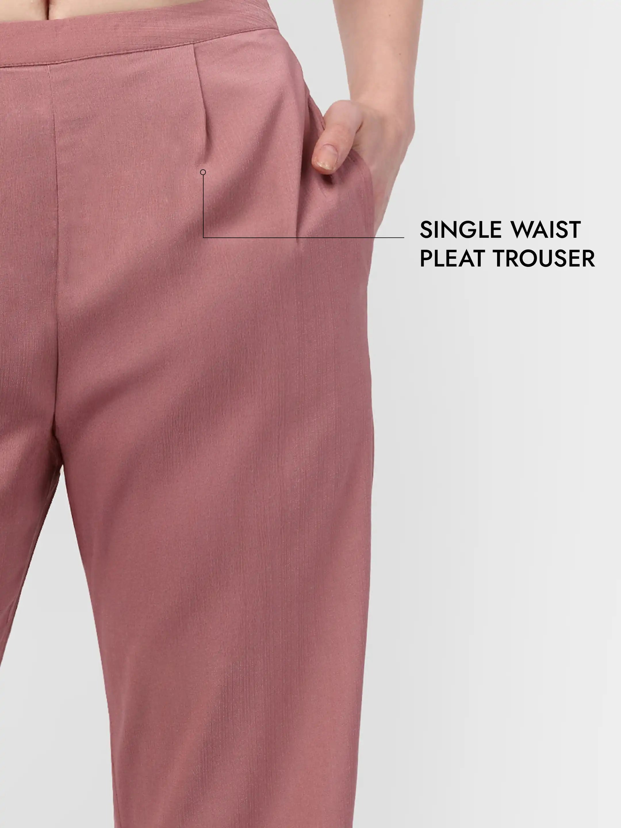 Pleated Waistcoat Set - Pink