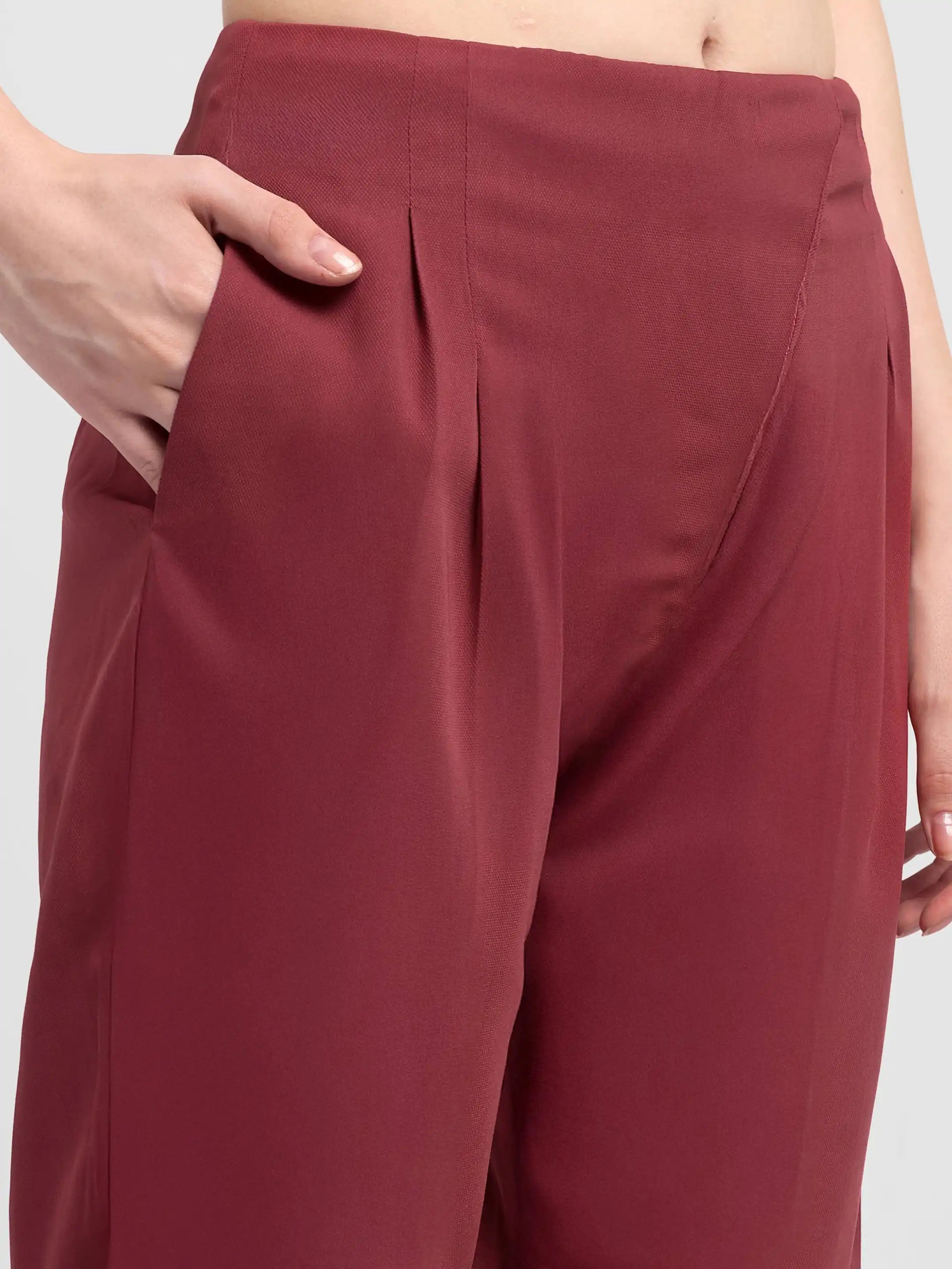Honeycomb Textured Trousers - Red