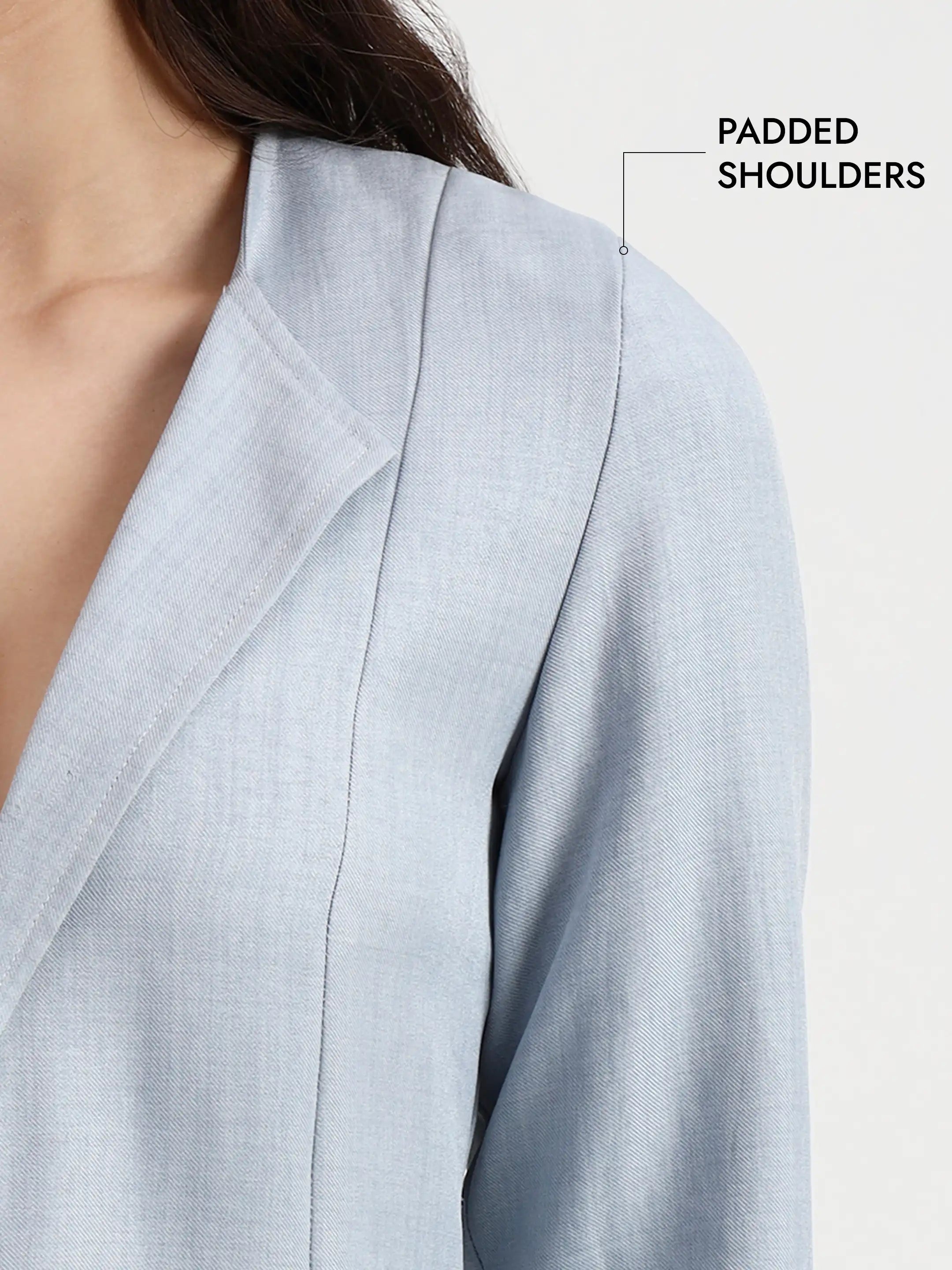 Embroidered Structured Blazer - Cloud Blue