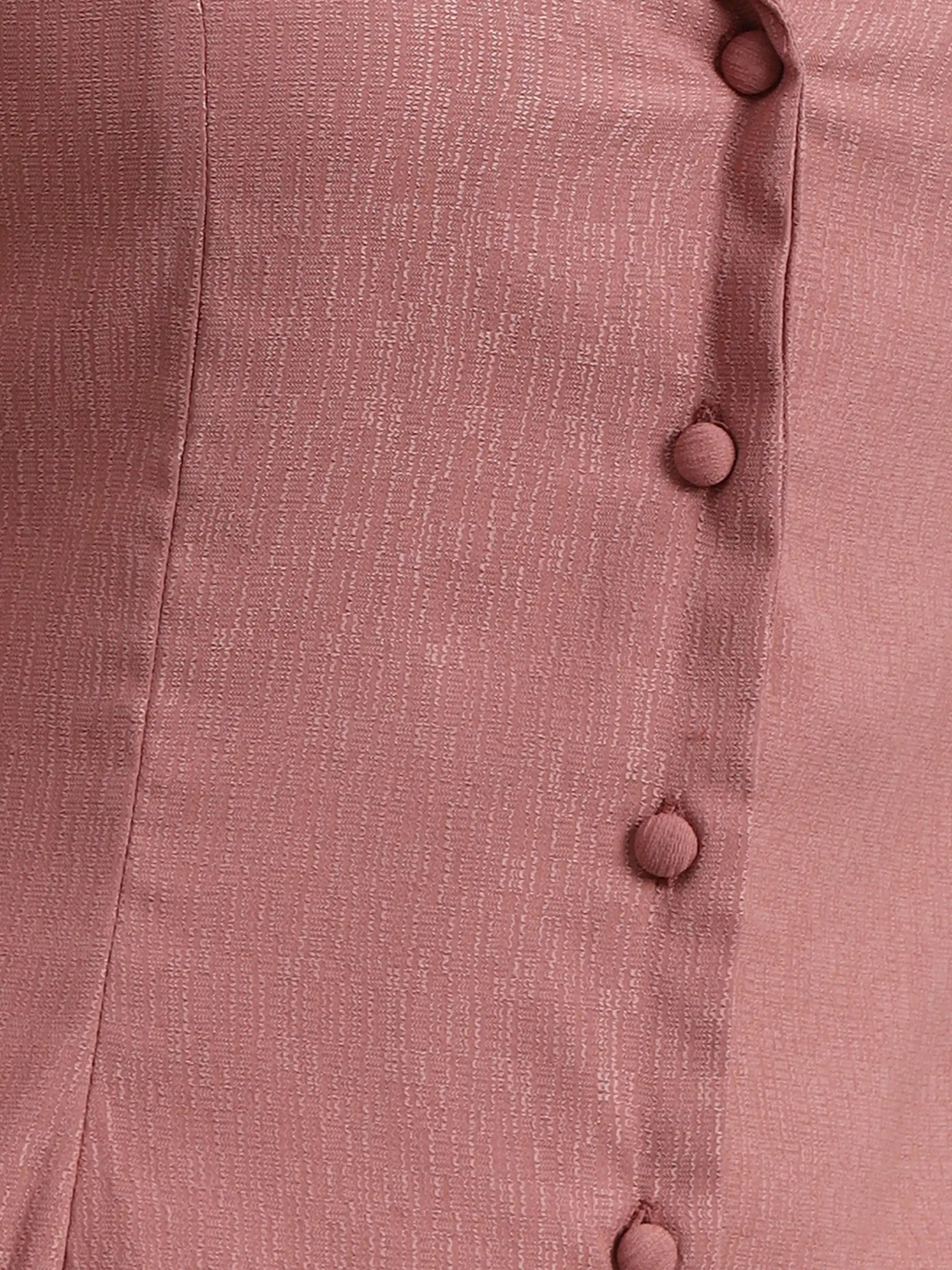 Tailored Button-Down Midi Dress - Pale Rose
