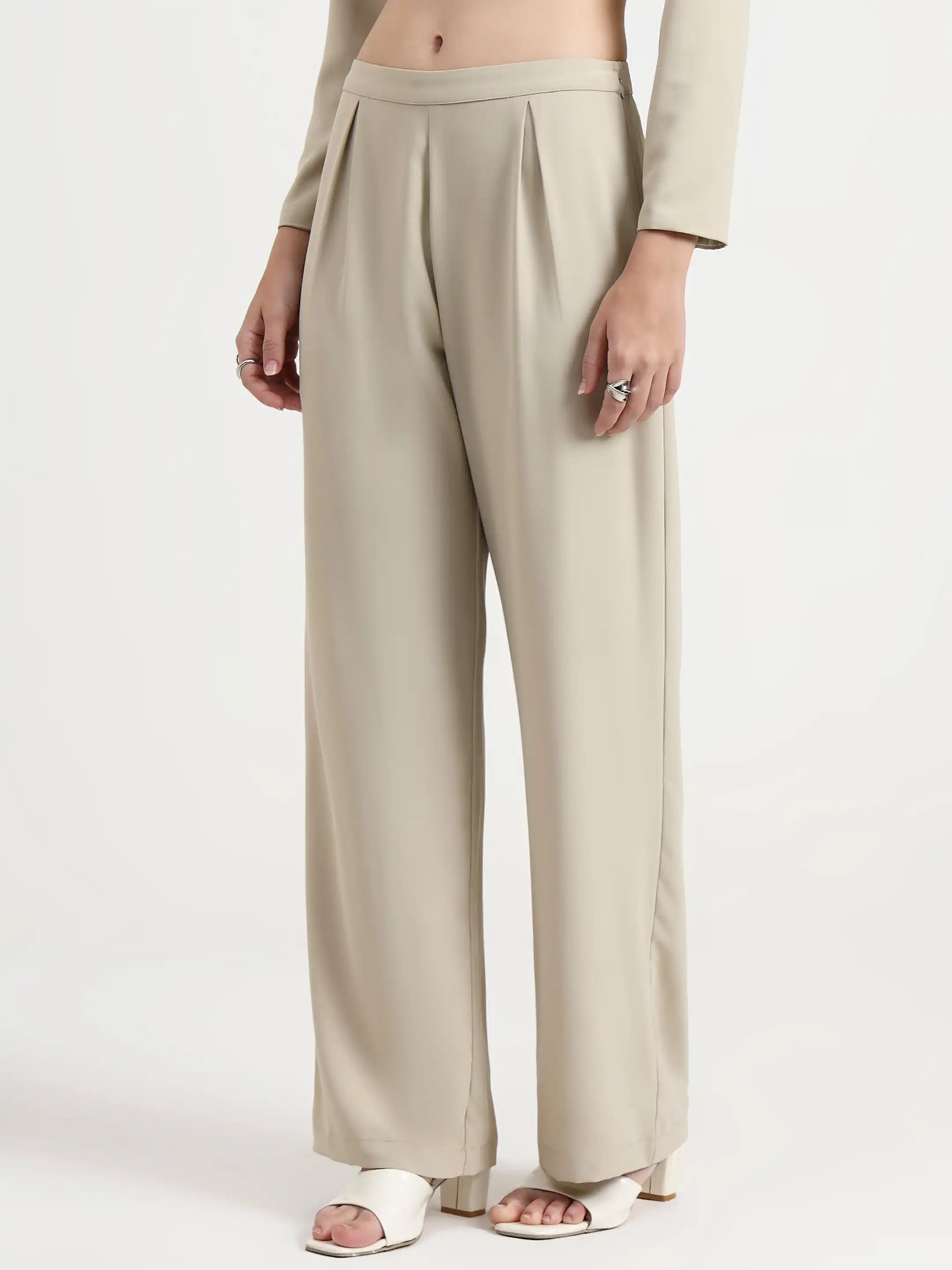 Detailed Crop Co-ord - Beige