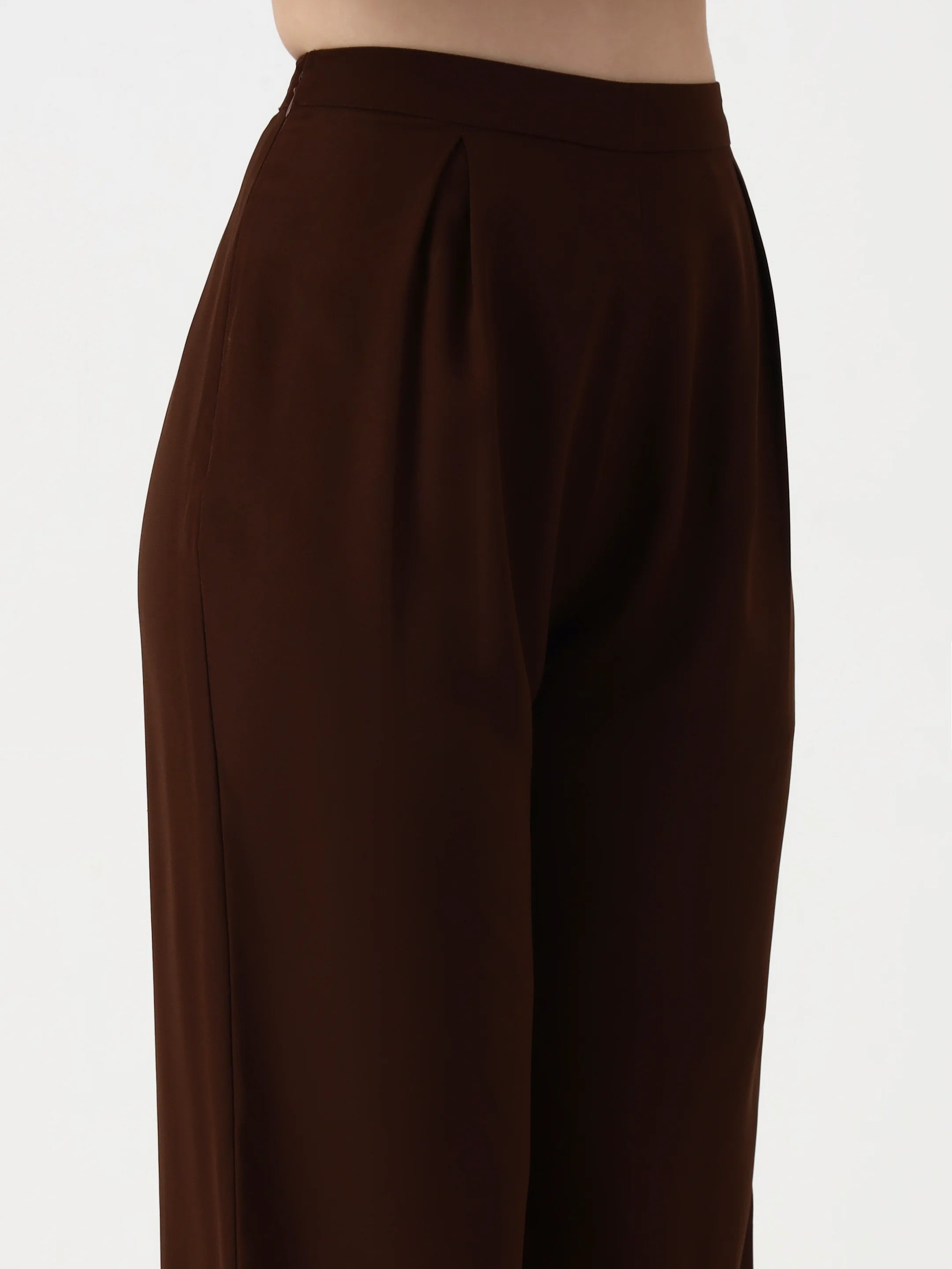 Pleated Suit Trousers - Cocoa Brown