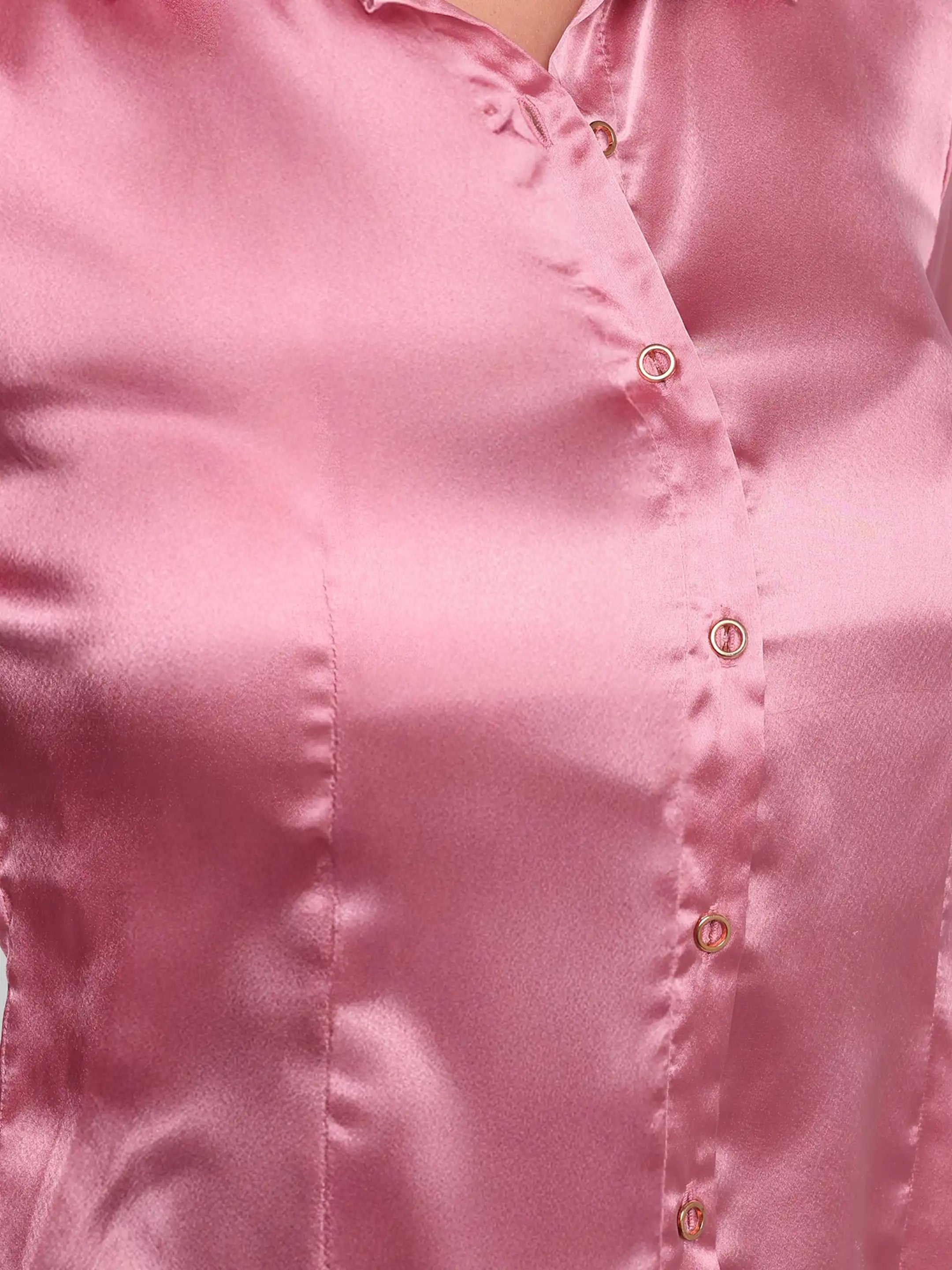 Darted Bell-Sleeve Shirt - Pink
