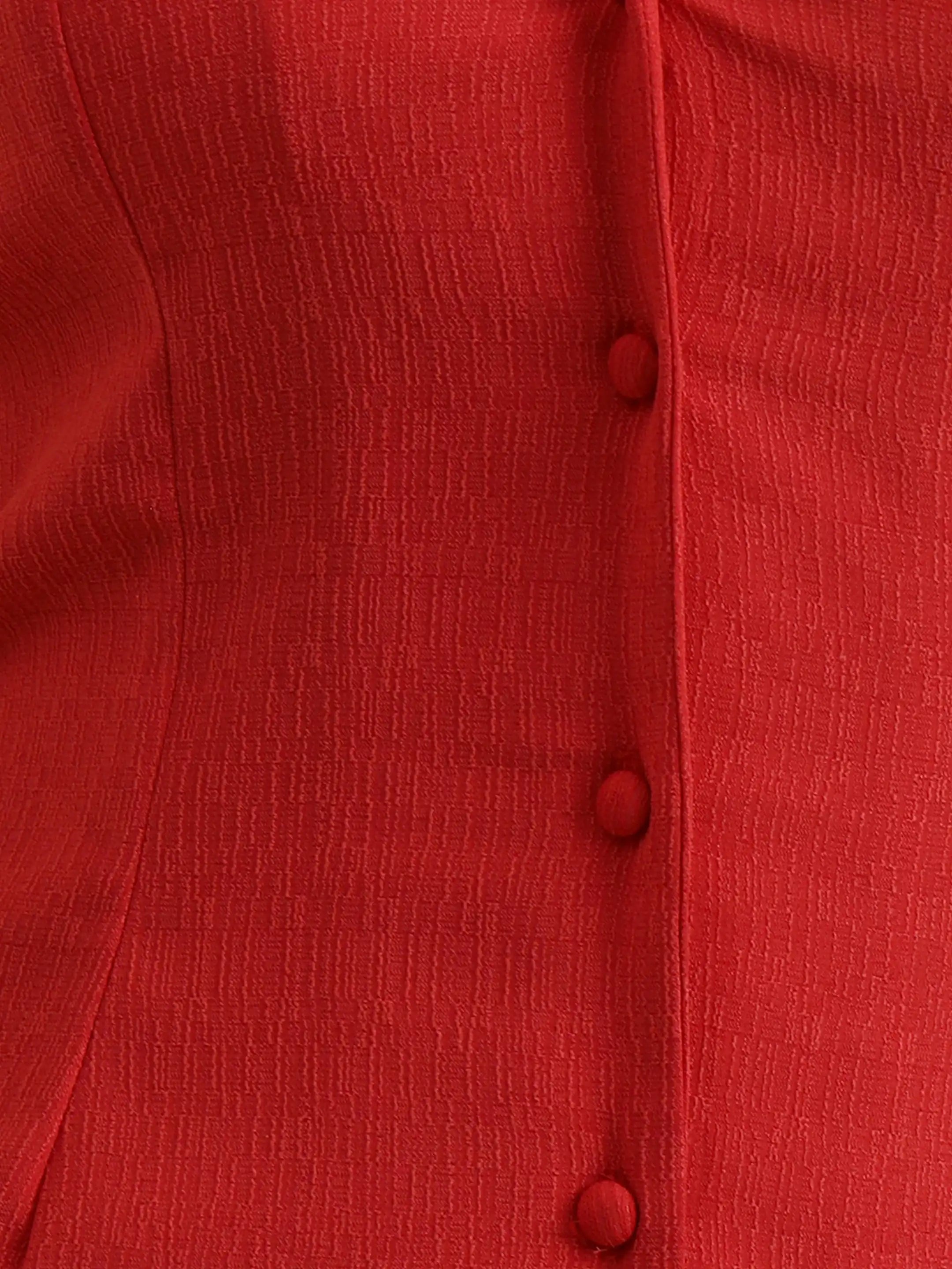 Tailored Button-Down Midi Dress - Coral Red