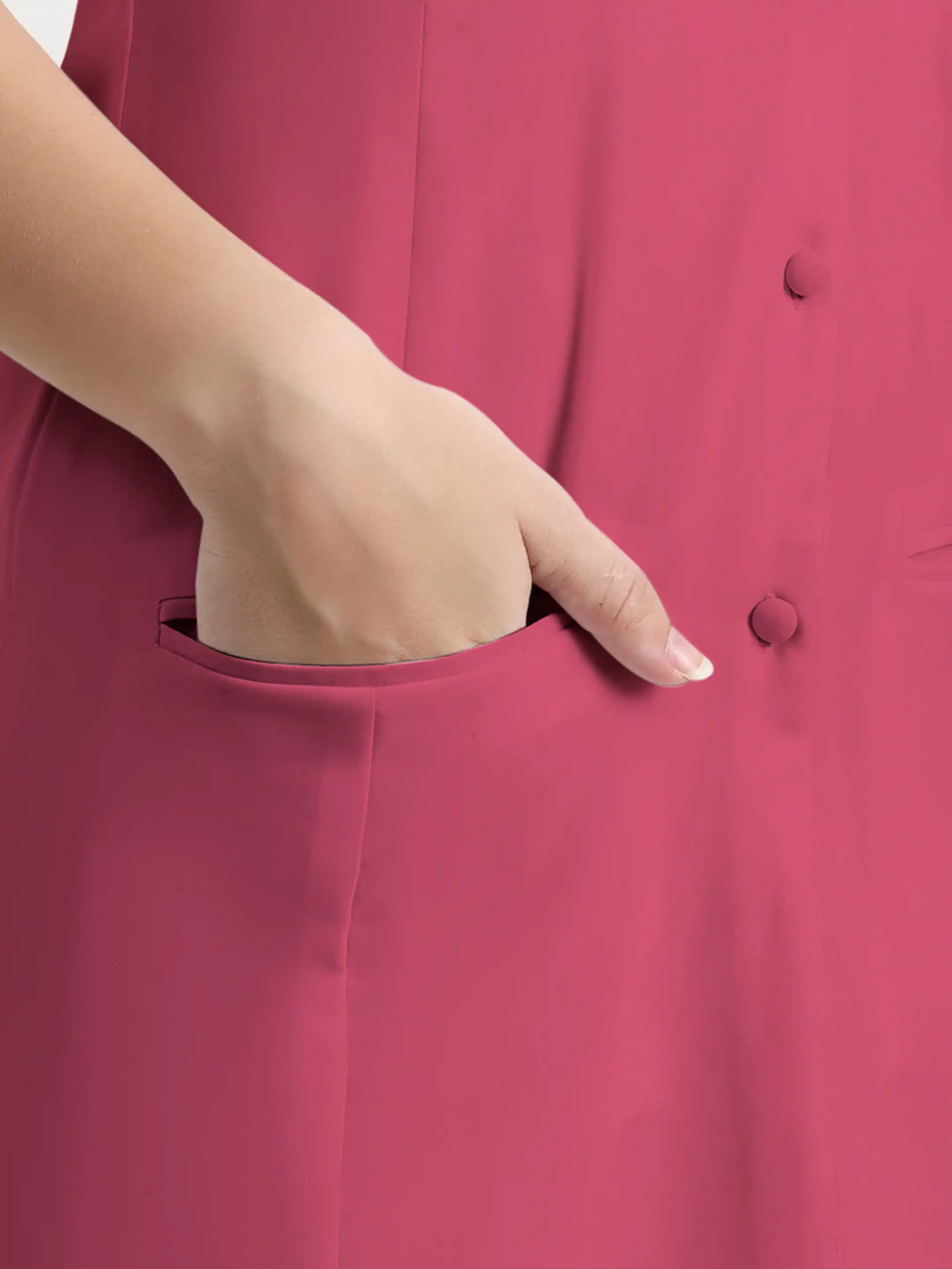 Asymmetric Button Mini Dress - Pink