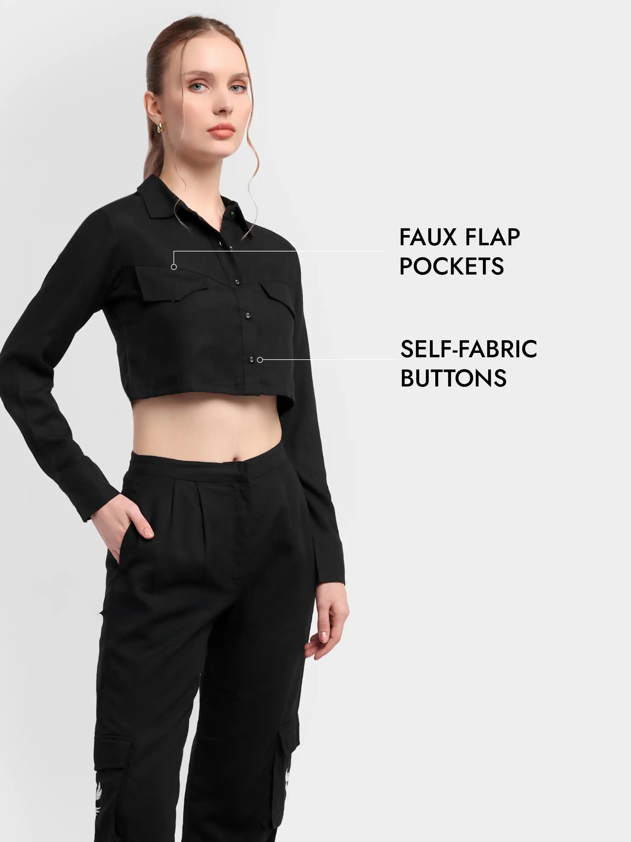Phoenix Cargo Linen Co-ord - Black