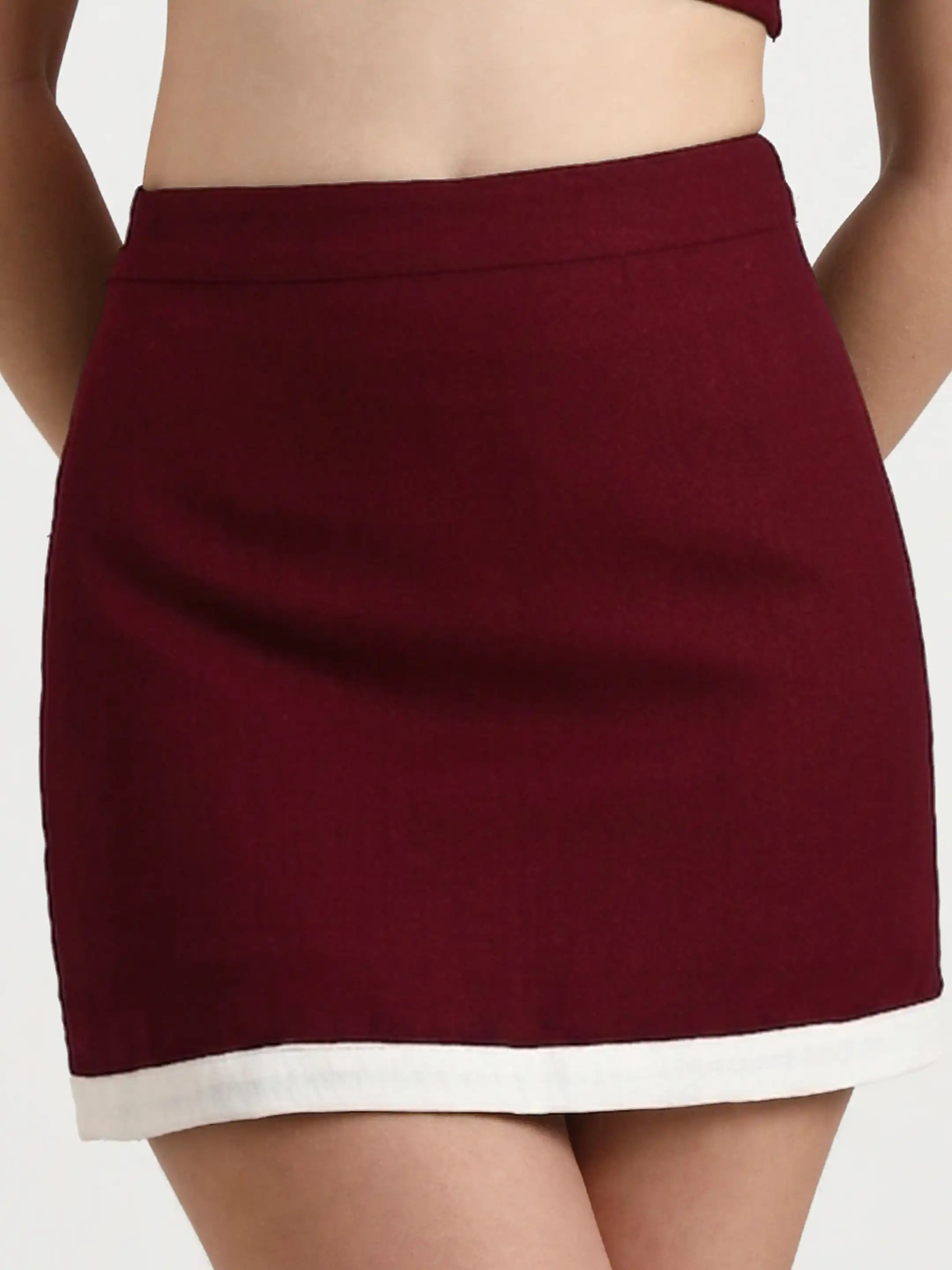 Trim-Detail Blazer Set - Maroon
