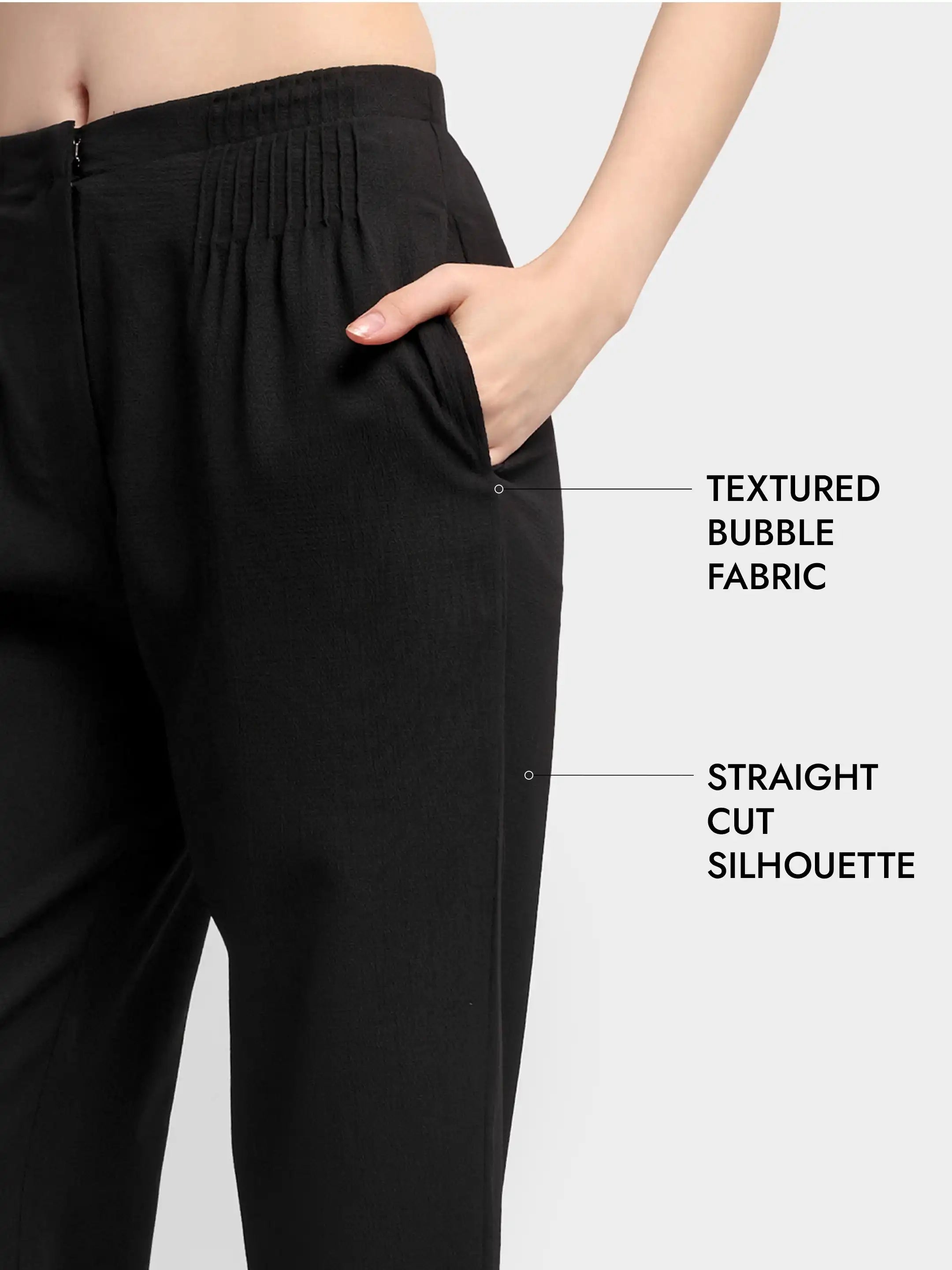 Bubble-Weave Tailored Pants - Black
