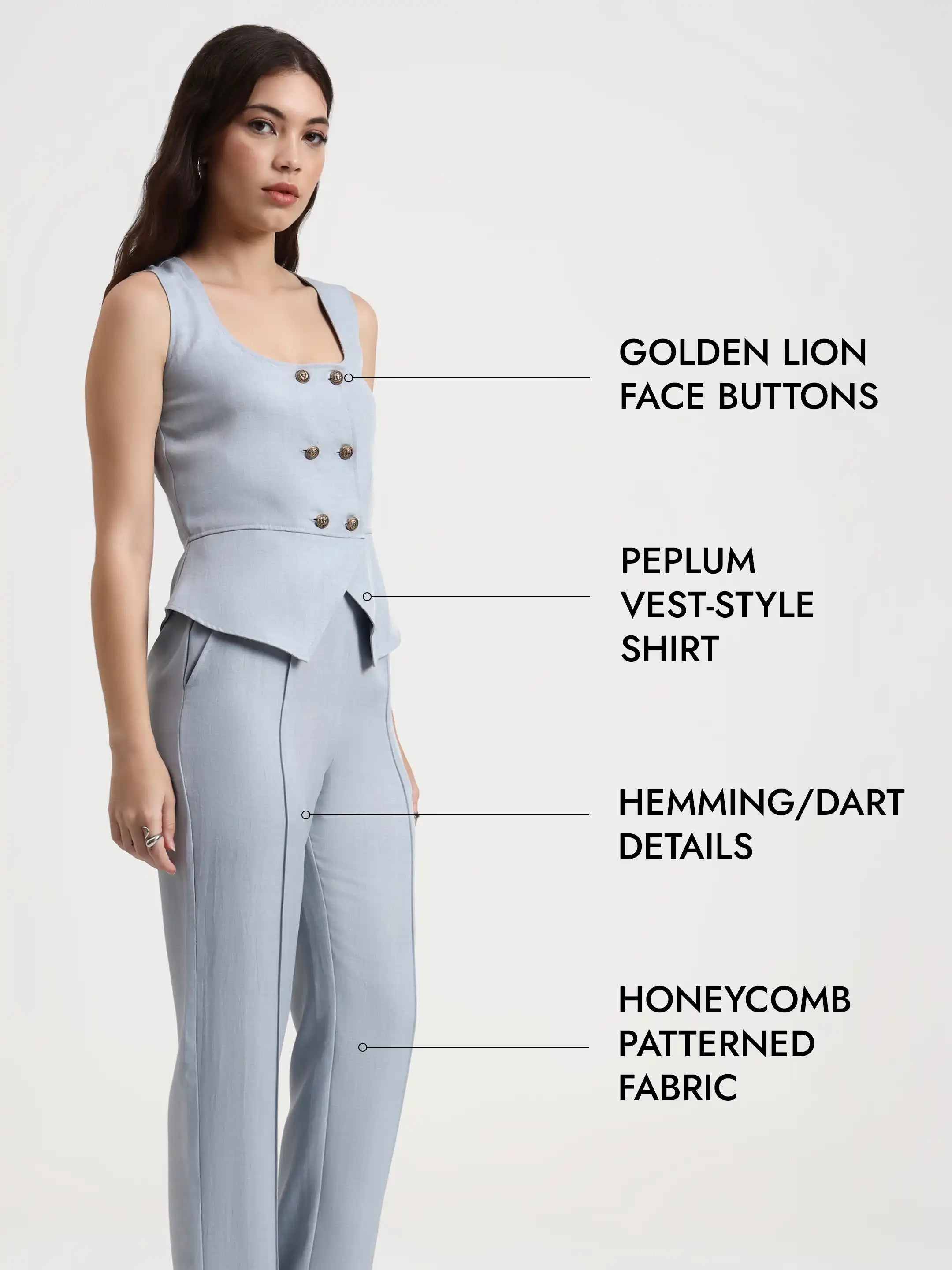 Double-Breasted Co-ord Set - Cloud Blue
