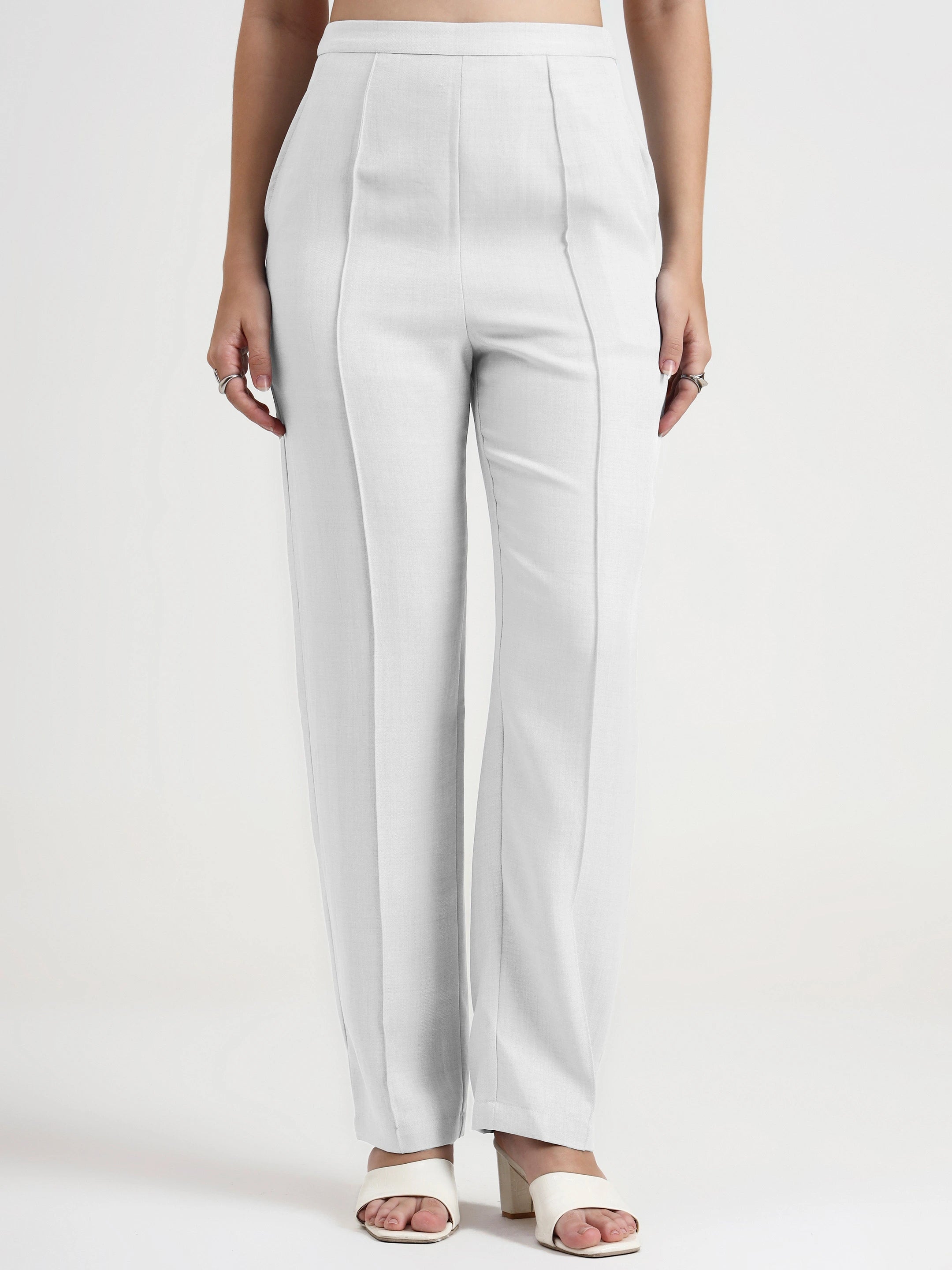 Straight Pleated Trouser - White 2.0