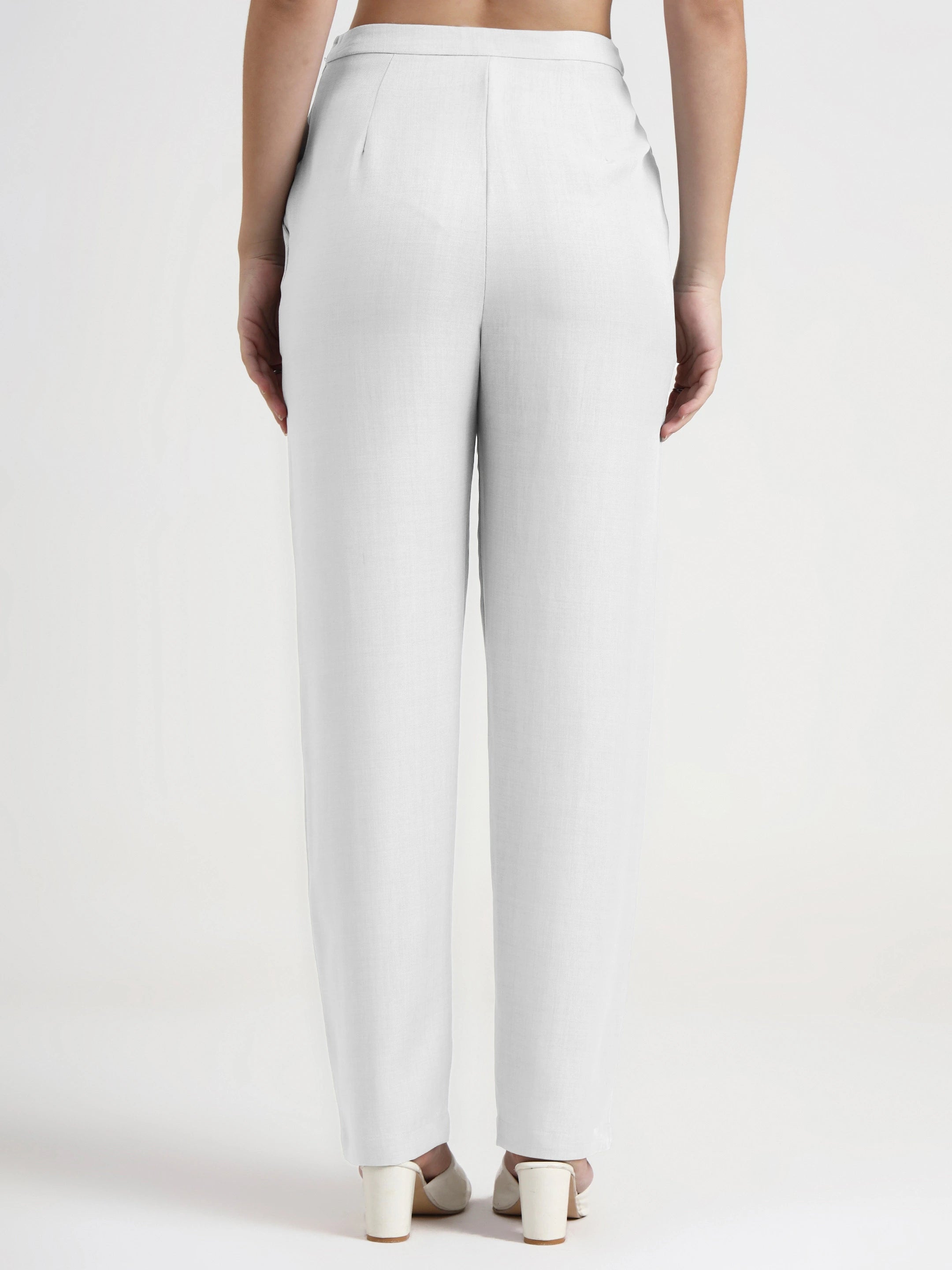 Straight Pleated Trouser - White 2.0
