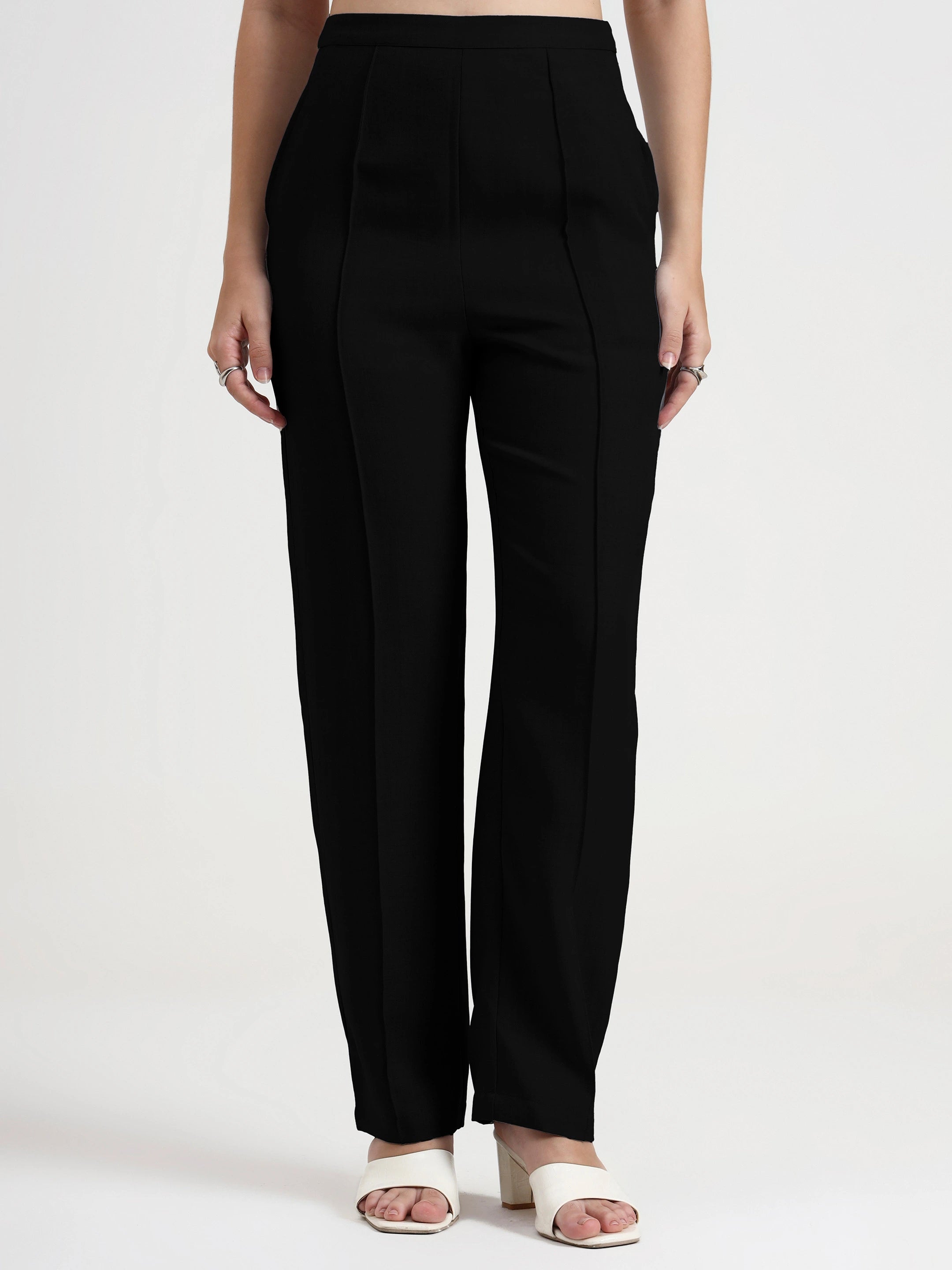 Straight Pleated Trouser - Black 2.0