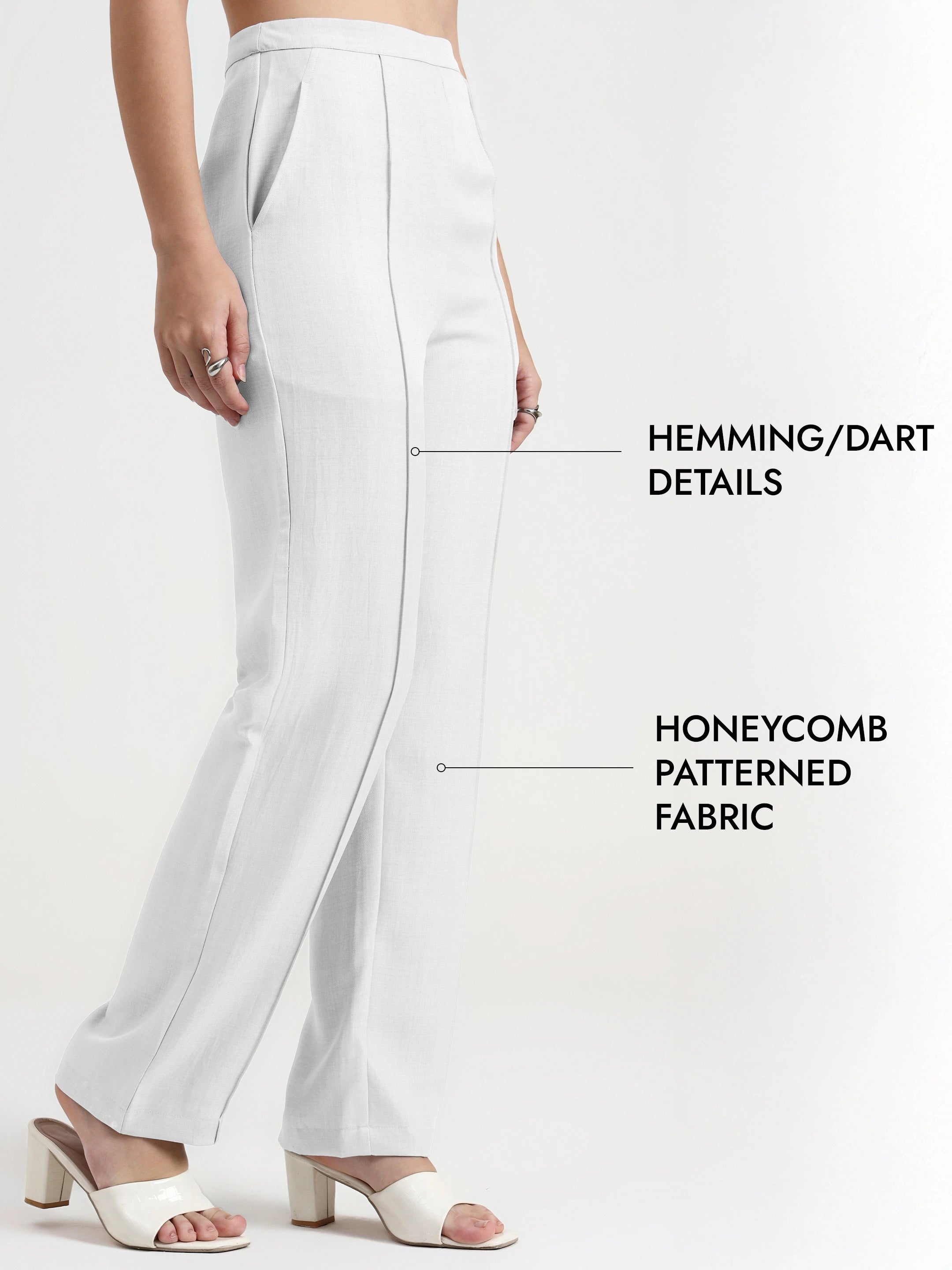 Straight Pleated Trouser - White