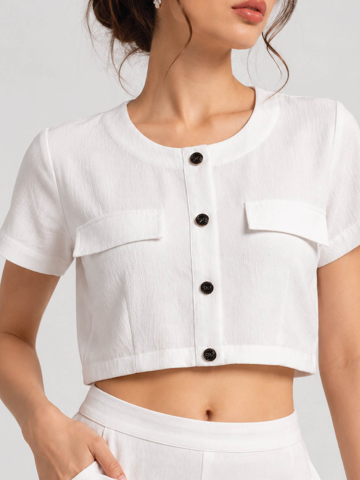 Detailed Bow Co-ord - White
