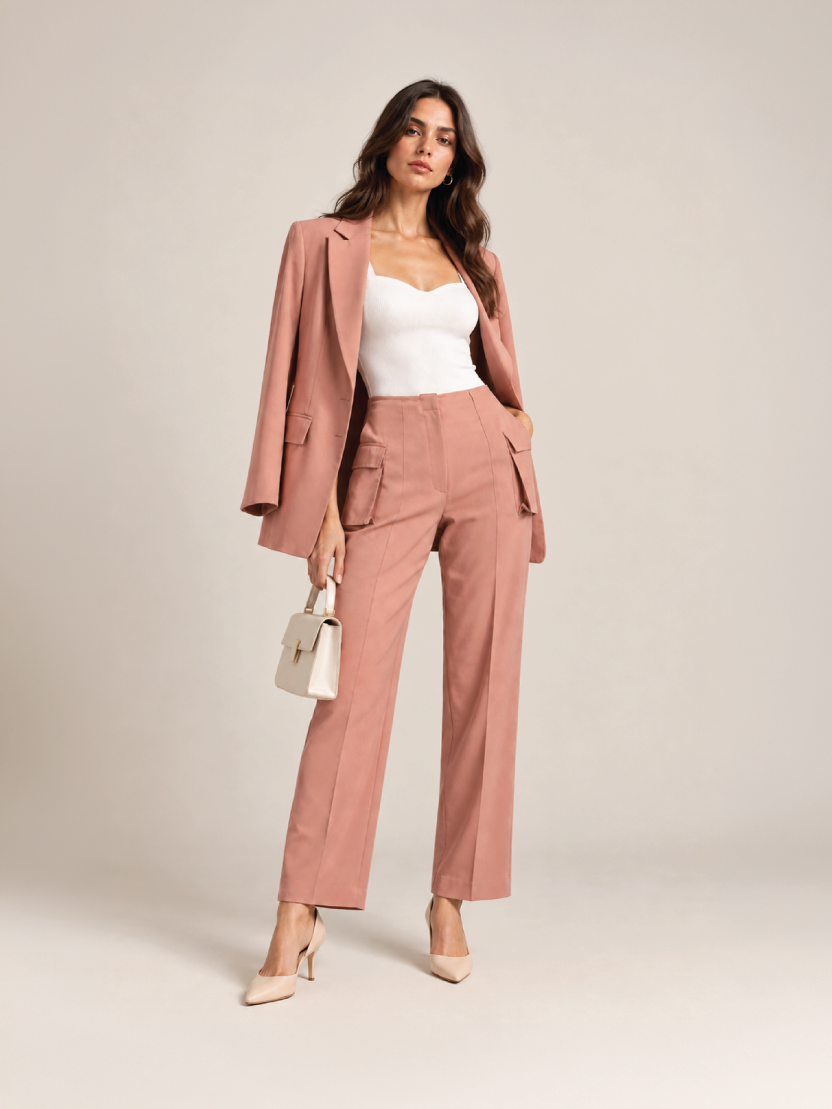 Utility Pocket Trousers - Peach