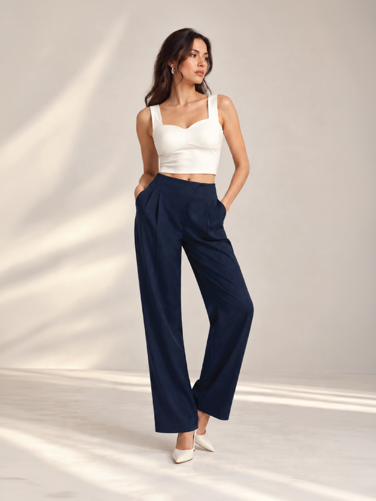 Honeycomb Textured Trousers - Blue