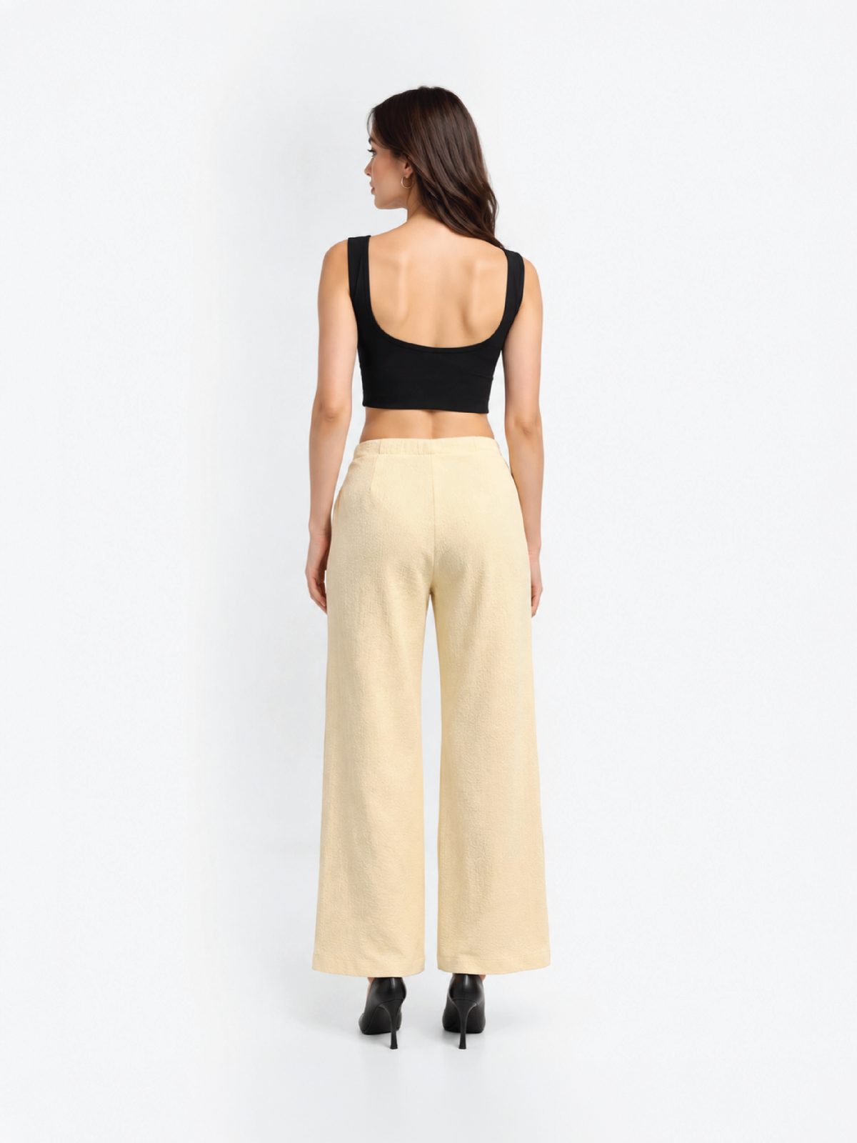 Bubble-Weave Tailored Pants - Beige